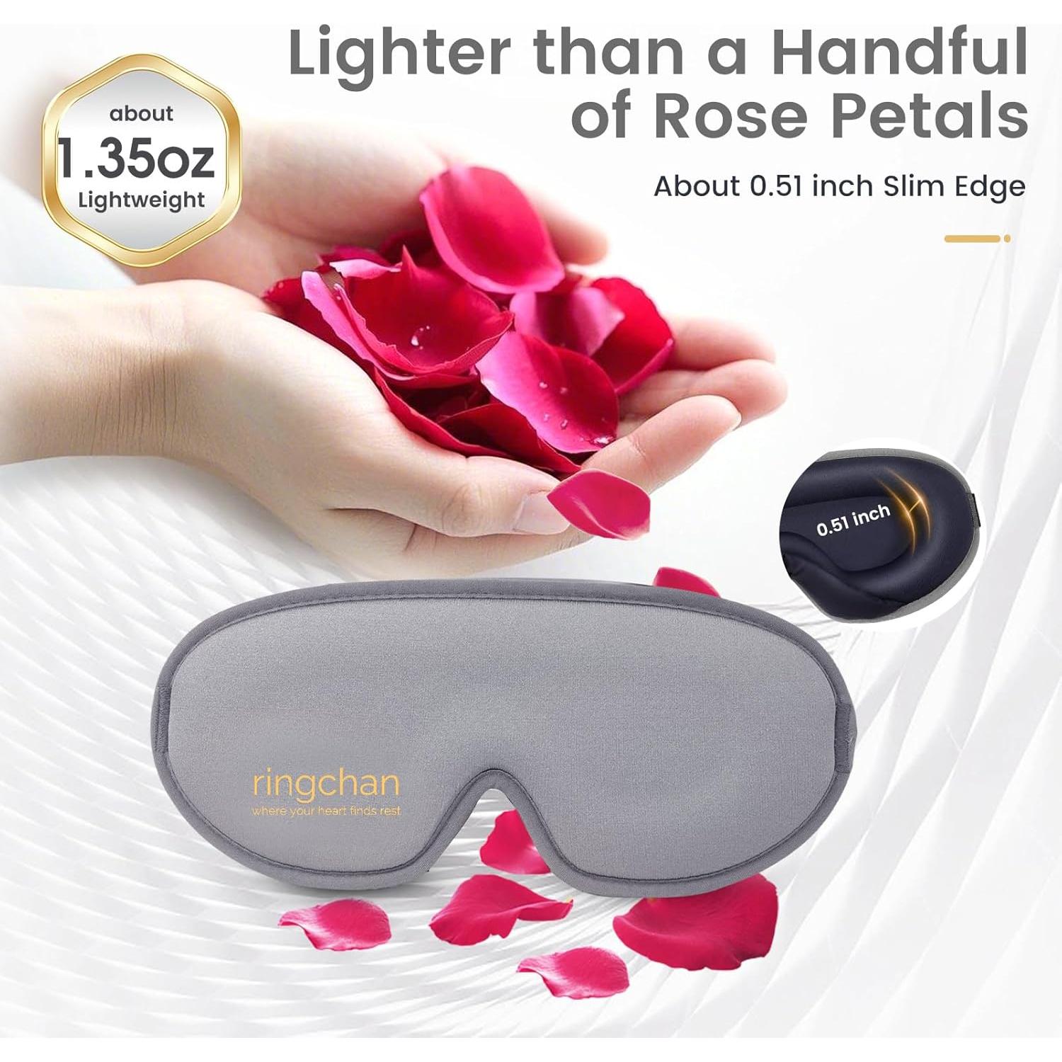 Máscara de Sueño Ringchan 3D Blackout Gris - Sin Presión