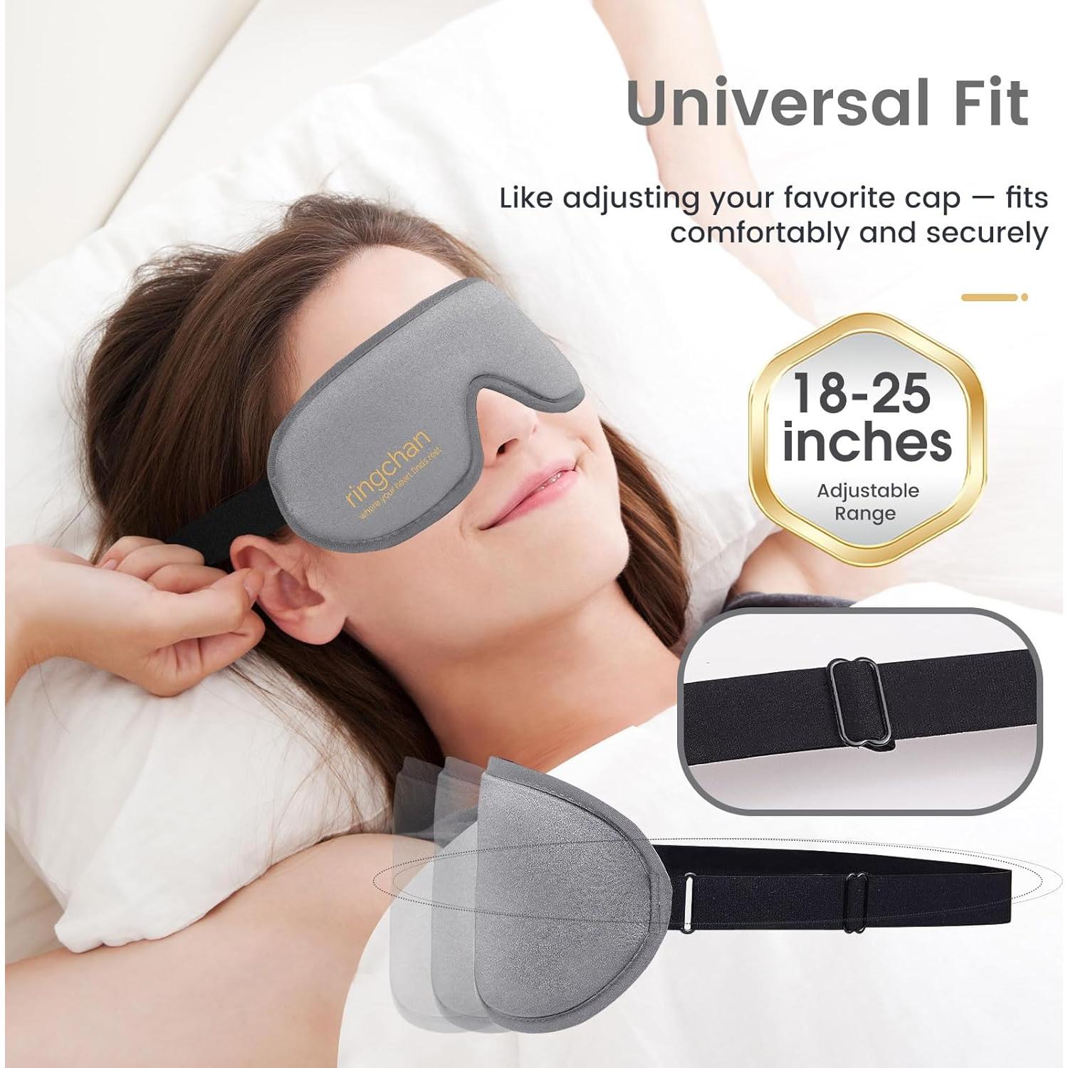 Máscara de Sueño Ringchan 3D Blackout Gris - Sin Presión