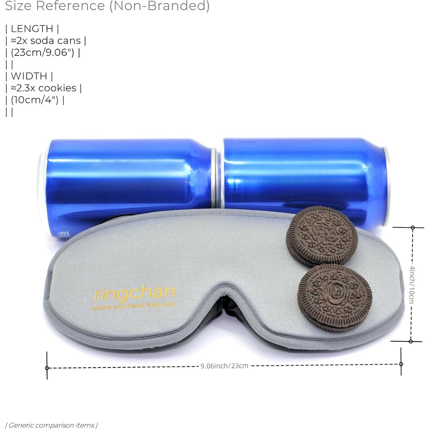 Máscara de Sueño Ringchan 3D Blackout Gris - Sin Presión