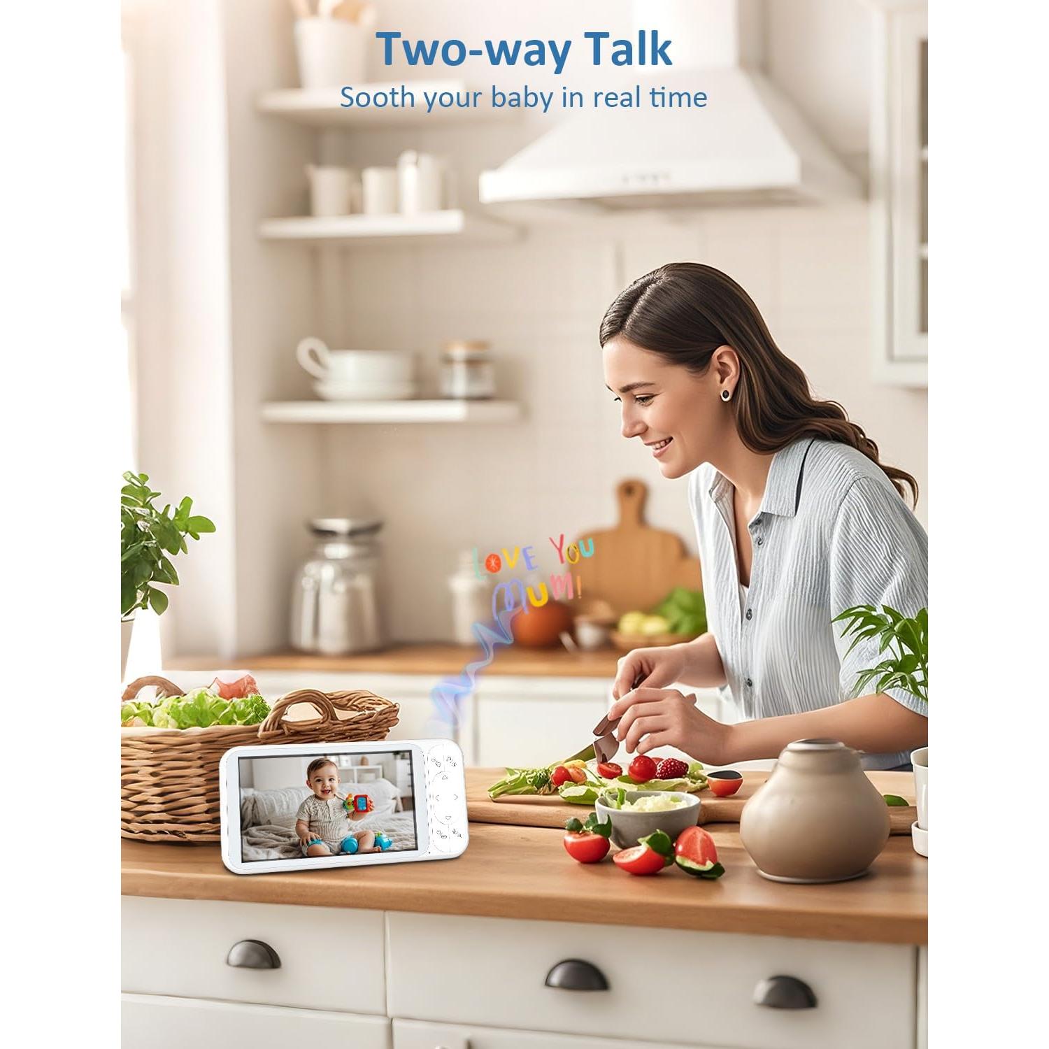 Monitor de Bebé Buradin HC-IH01 1080P 5" con Audio y Visión Nocturna