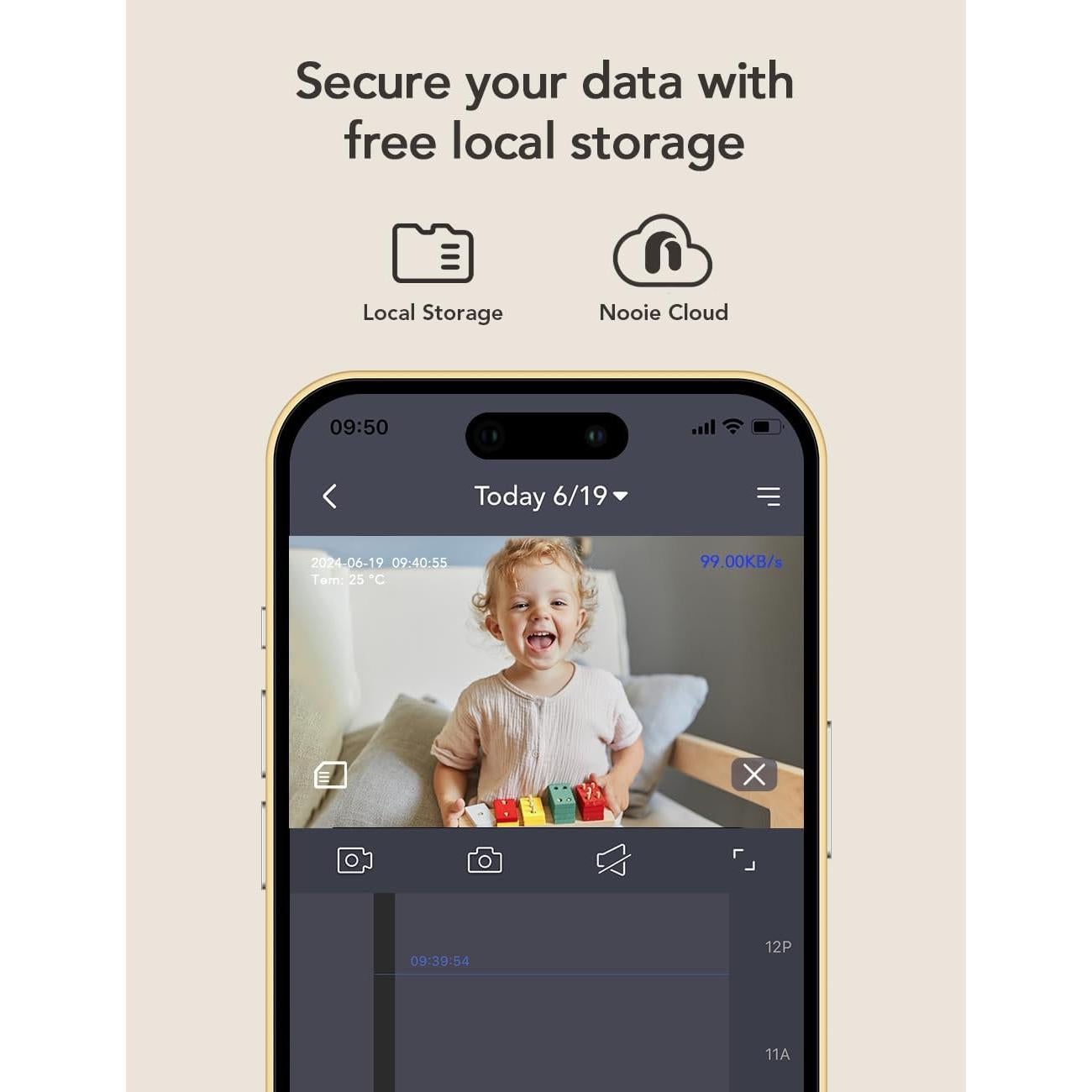 Monitor Inteligente para Bebés Nooie 2K con Audio y WiFi