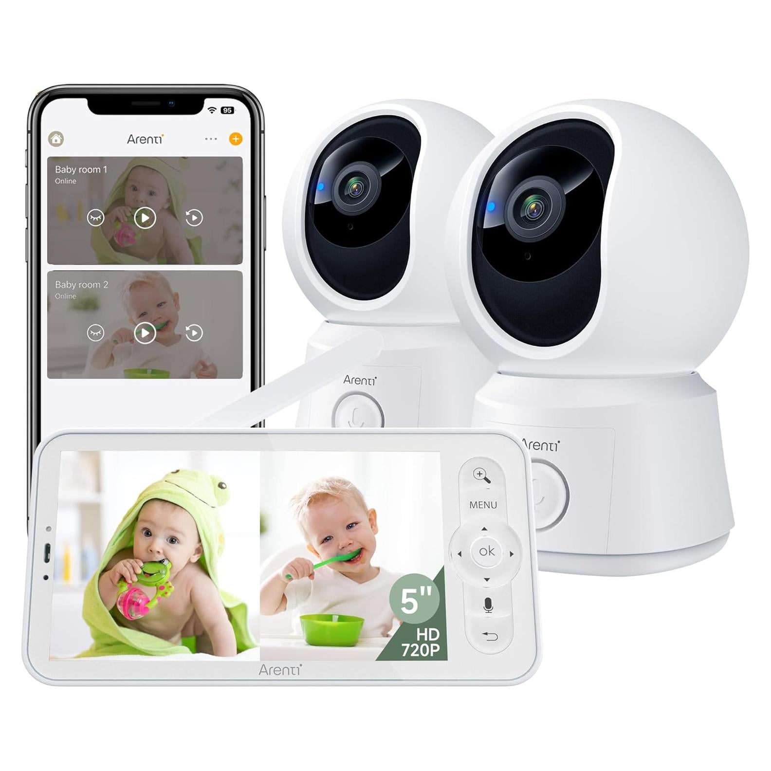 Monitor de Bebé Arenti B2 con 2 Cámaras y Pantalla 5"