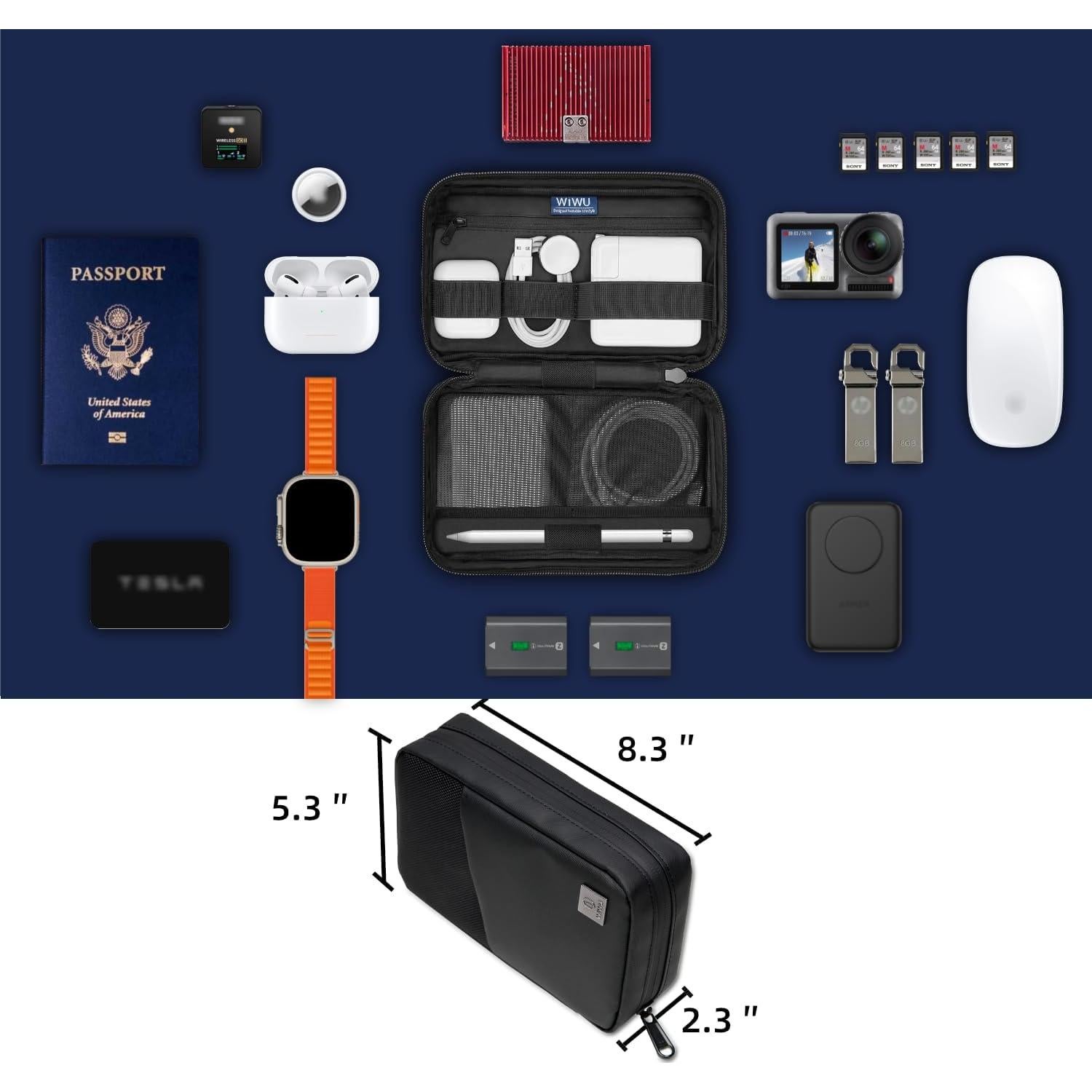 Estuche Organizador de Electrónica WIWU MBM Negro 22x14.1cm