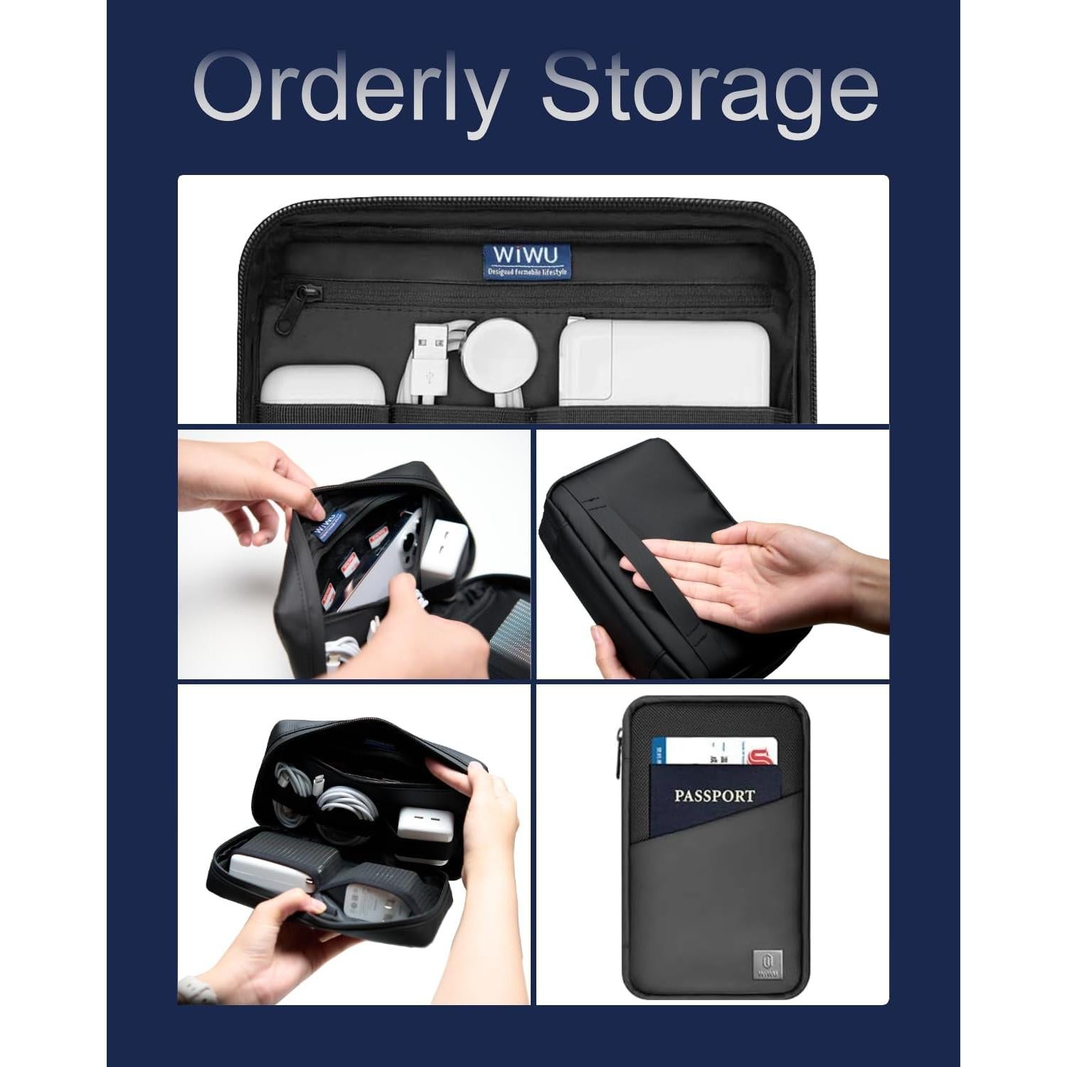 Estuche Organizador de Electrónica WIWU MBM Negro 22x14.1cm