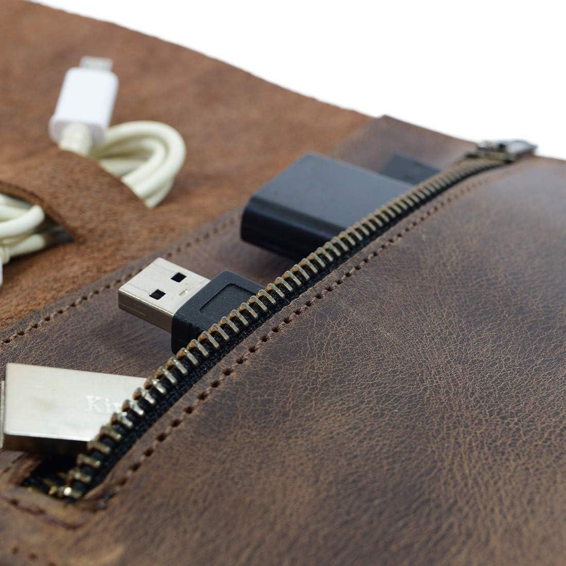 Enrollador de Cables Hide & Drink - Cuero Marrón Hecho a Mano