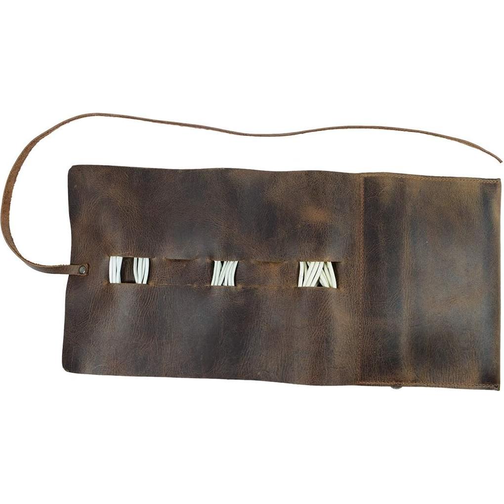 Enrollador de Cables Hide & Drink - Cuero Marrón Hecho a Mano