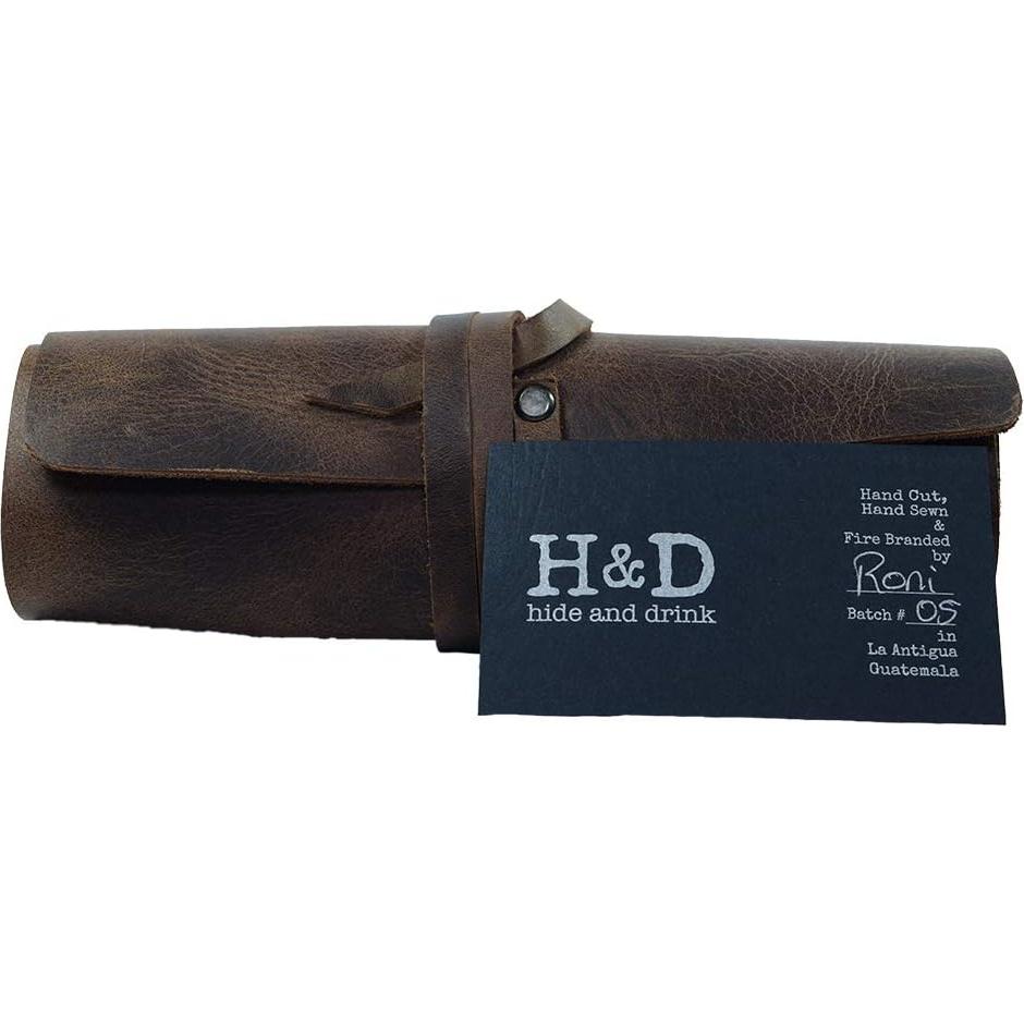 Enrollador de Cables Hide & Drink - Cuero Marrón Hecho a Mano