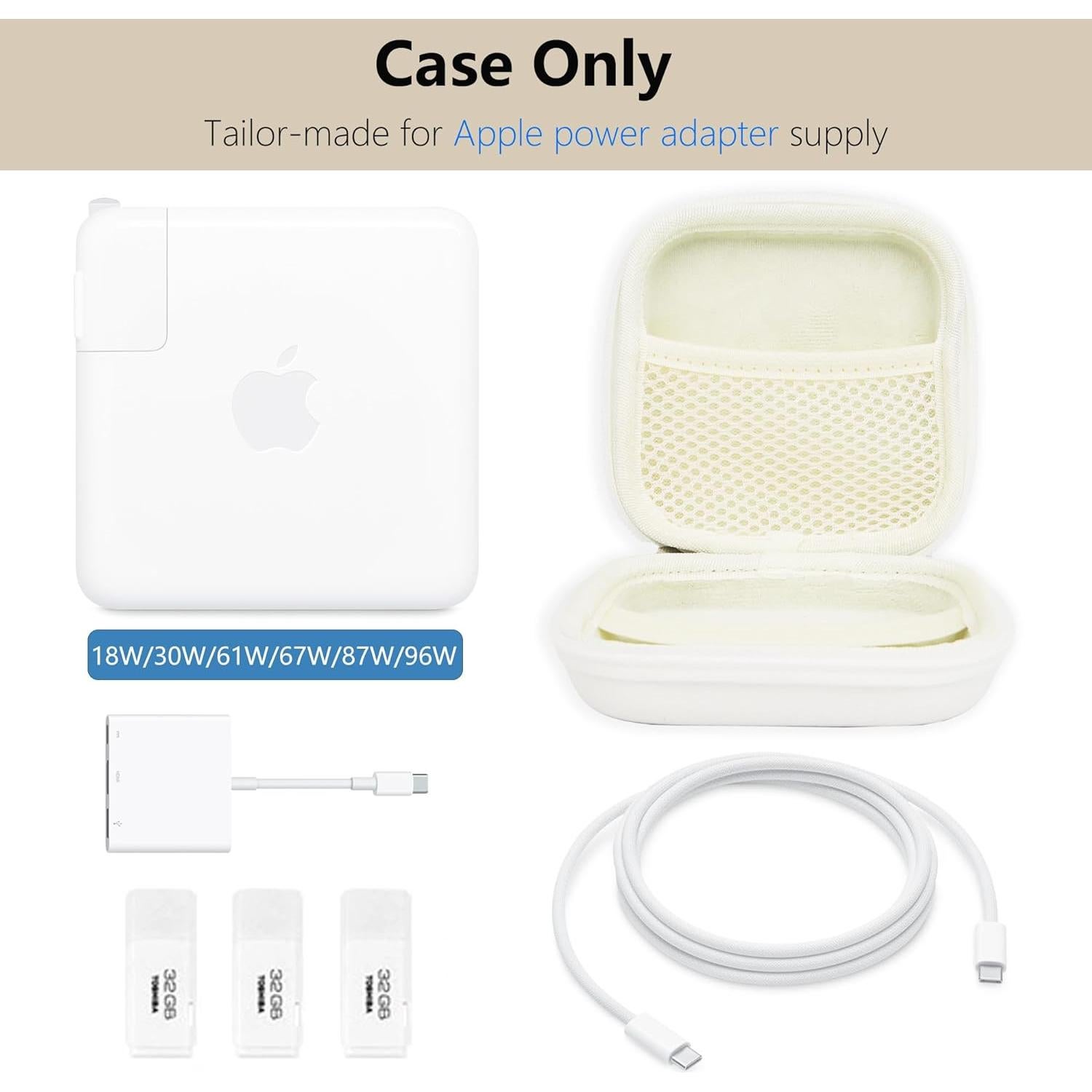 Funda de Cargador Linpr para MacBook - Estuche Organizador Blanco M