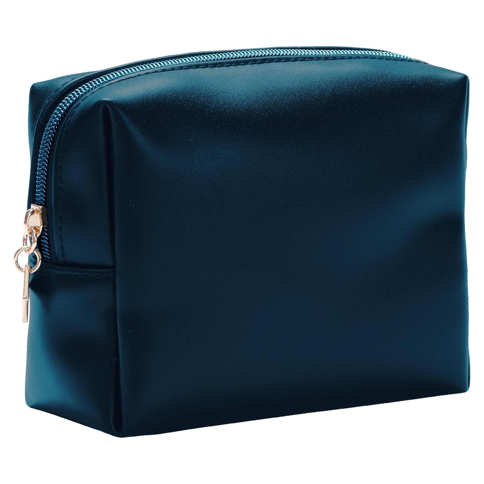 Bolsa de Maquillaje Cosmético Azul Oscuro PU Premium 13.97 cm