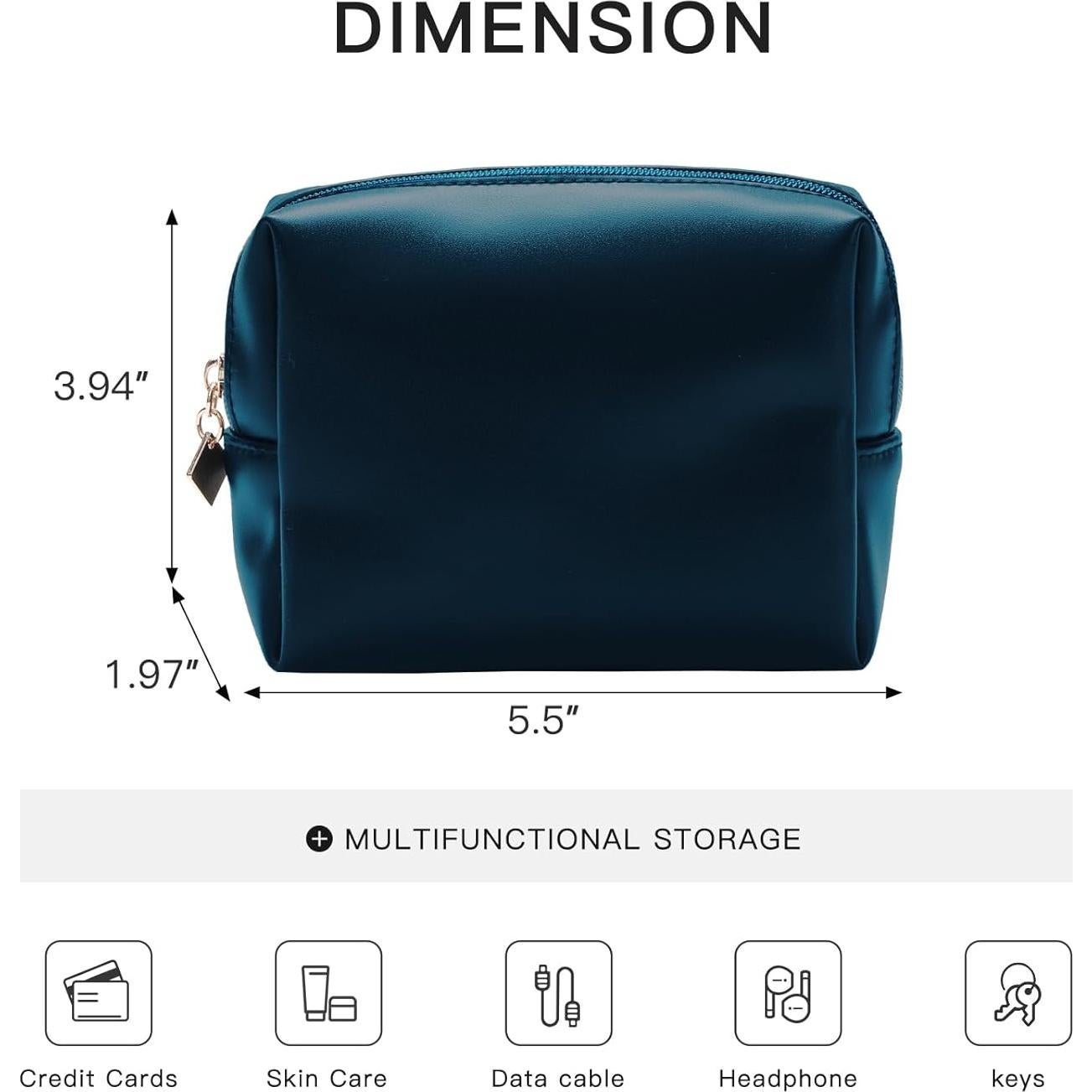 Bolsa de Maquillaje Cosmético Azul Oscuro PU Premium 13.97 cm