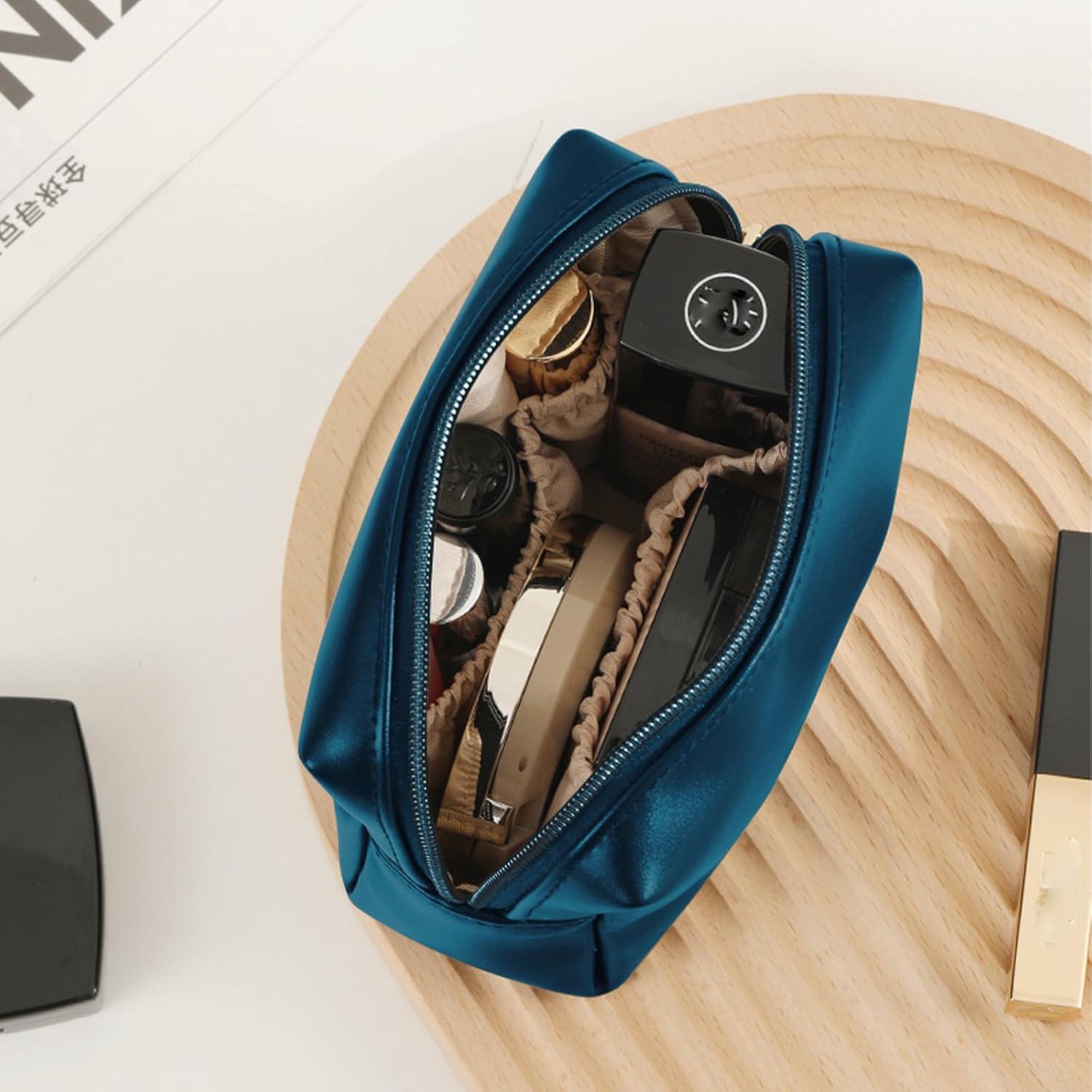 Bolsa de Maquillaje Cosmético Azul Oscuro PU Premium 13.97 cm