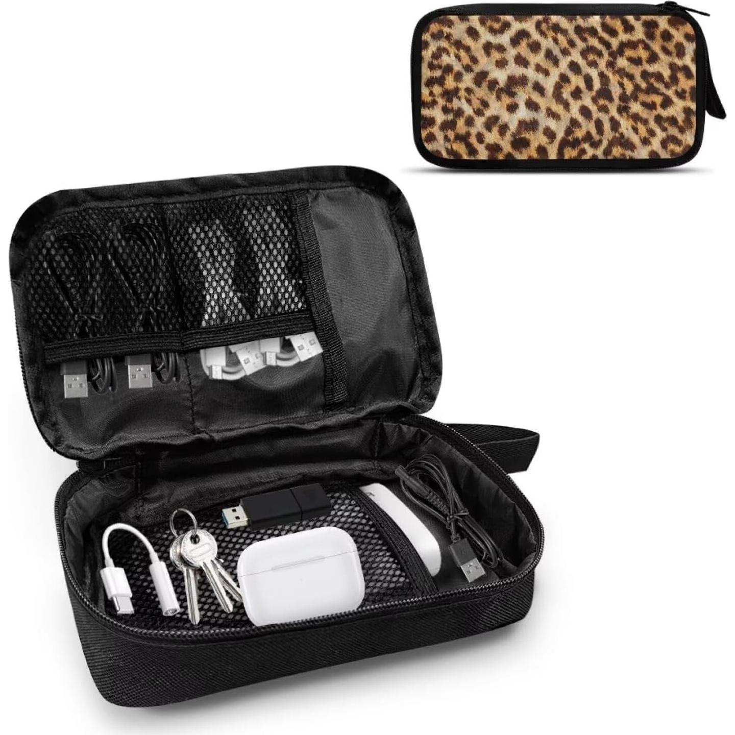 Funda Organizador de Cables Sepetwhos Estampado Leopardo 19.1x11.9cm