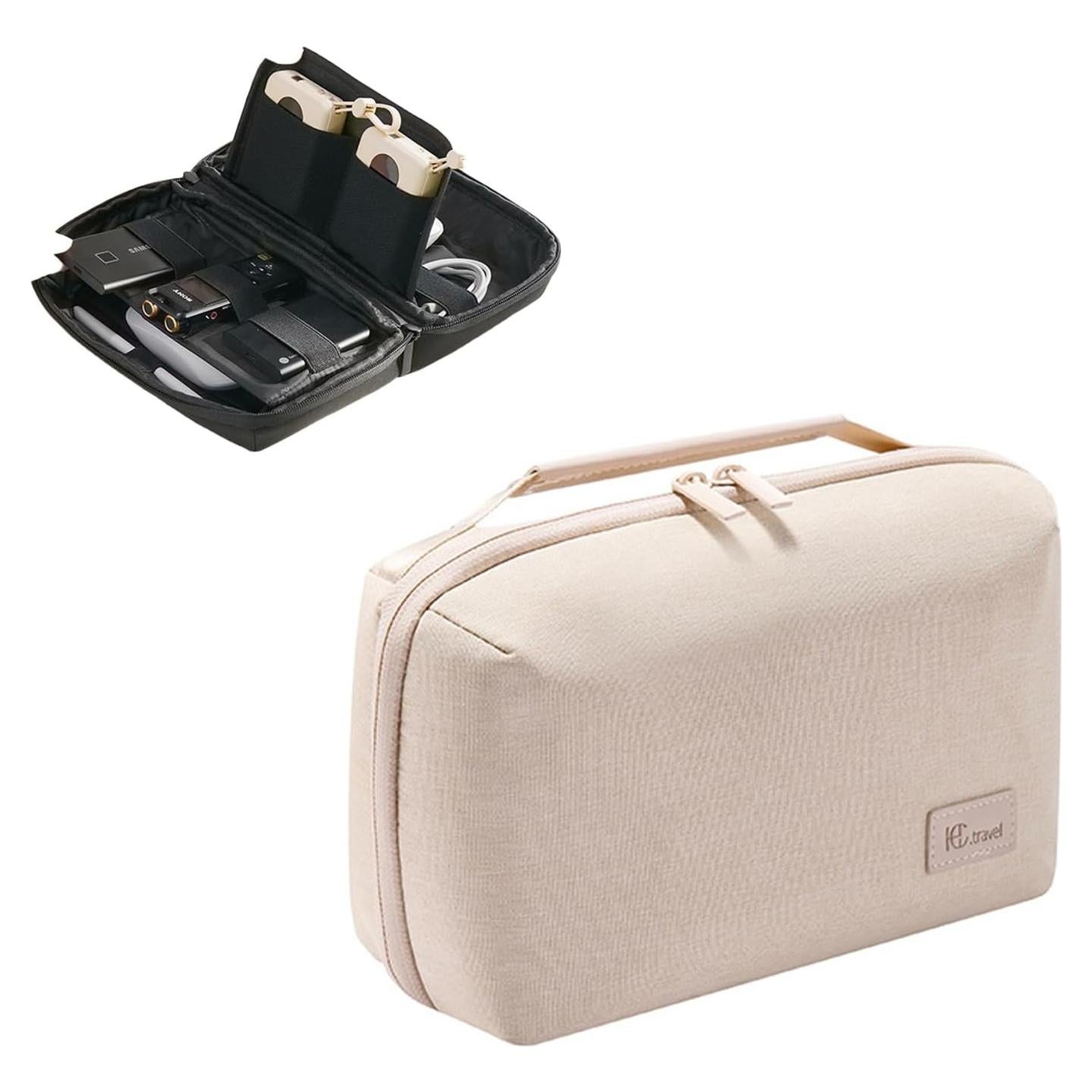 Bolsa Organizadora de Cables Toplive Doble Capa RPET Beige