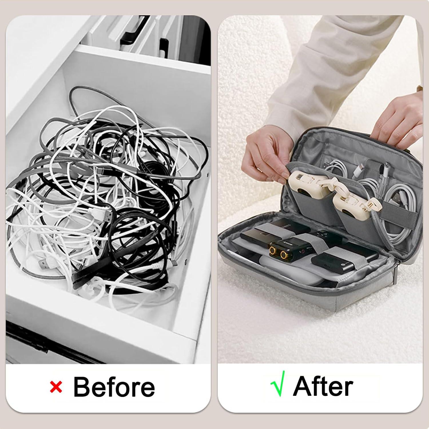 Bolsa Organizadora de Cables Toplive Doble Capa RPET Beige