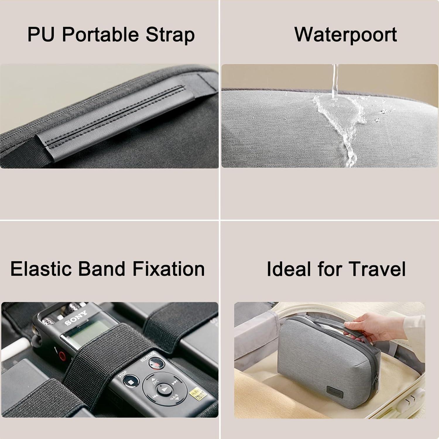 Bolsa Organizadora de Cables Toplive Doble Capa RPET Beige