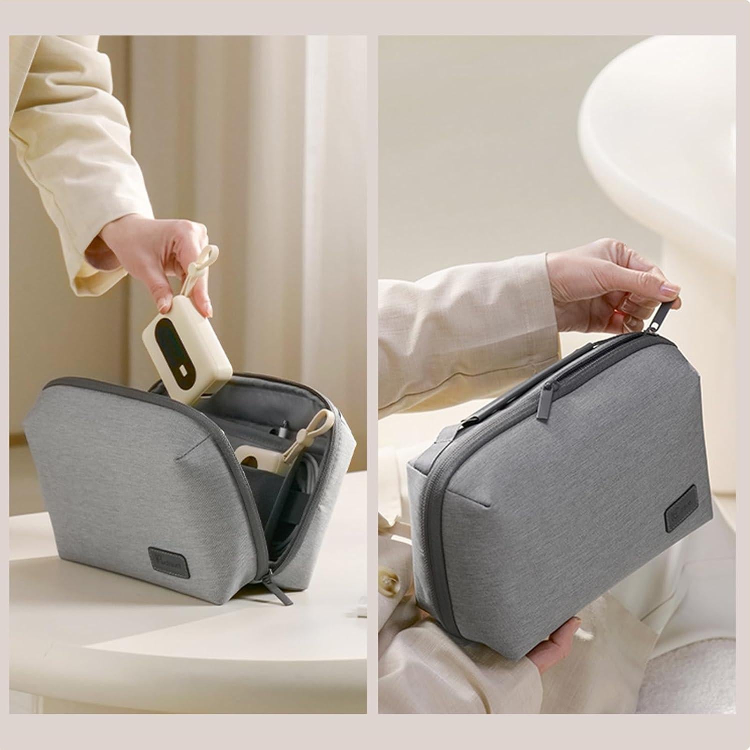 Bolsa Organizadora de Cables Toplive Doble Capa RPET Beige