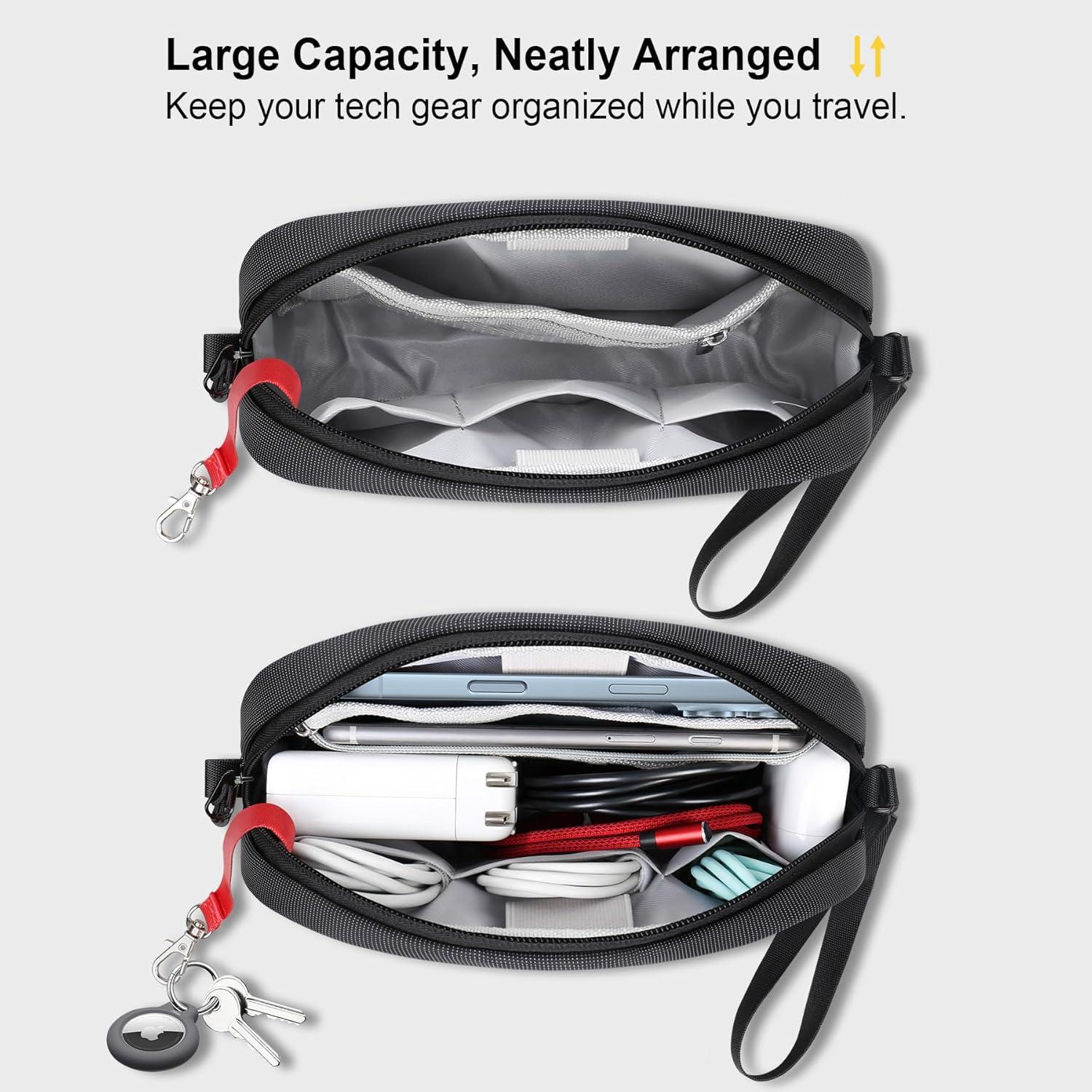 Organizador Electrónico de Viaje Lacdo Negro - Resistente al Agua