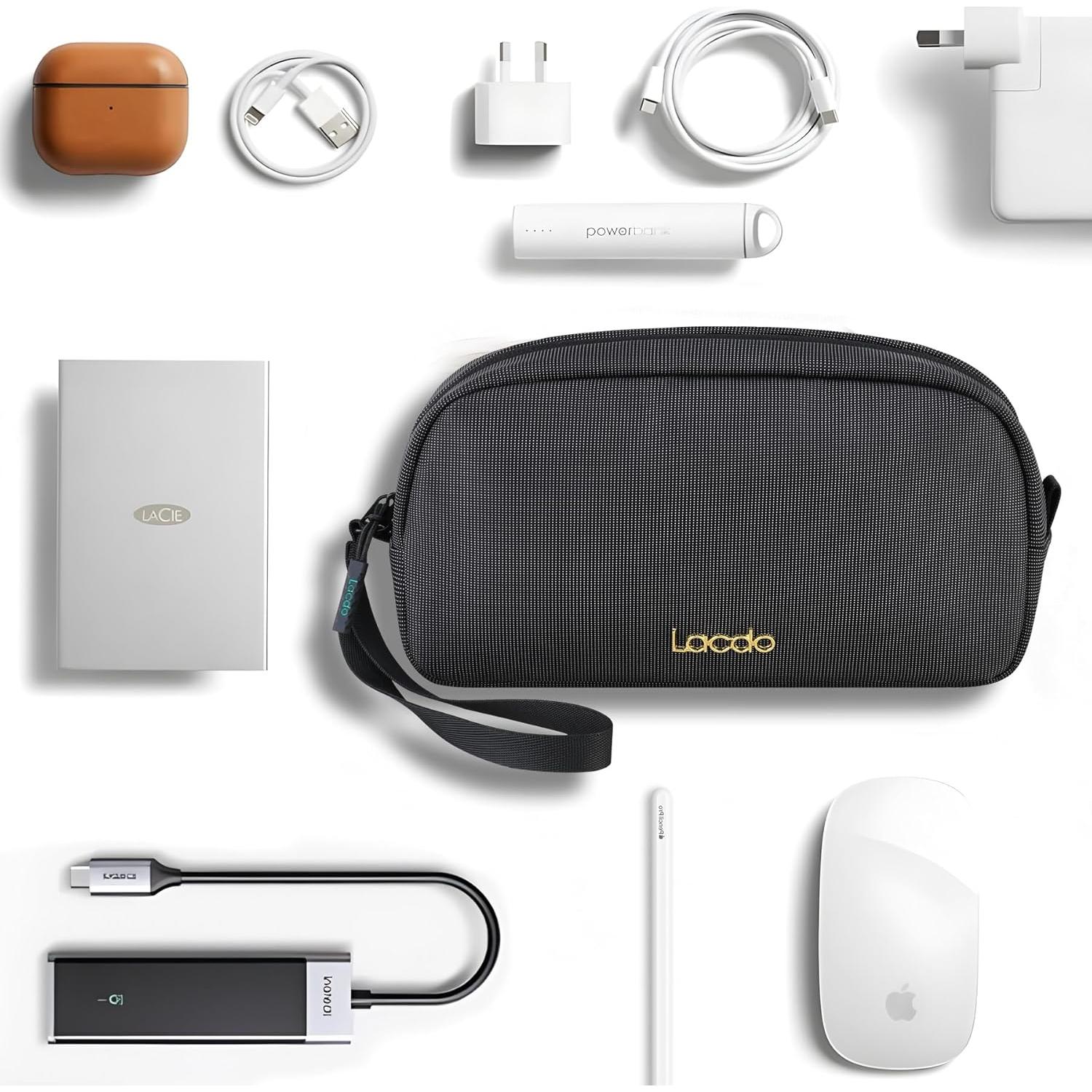 Organizador Electrónico de Viaje Lacdo Negro - Resistente al Agua