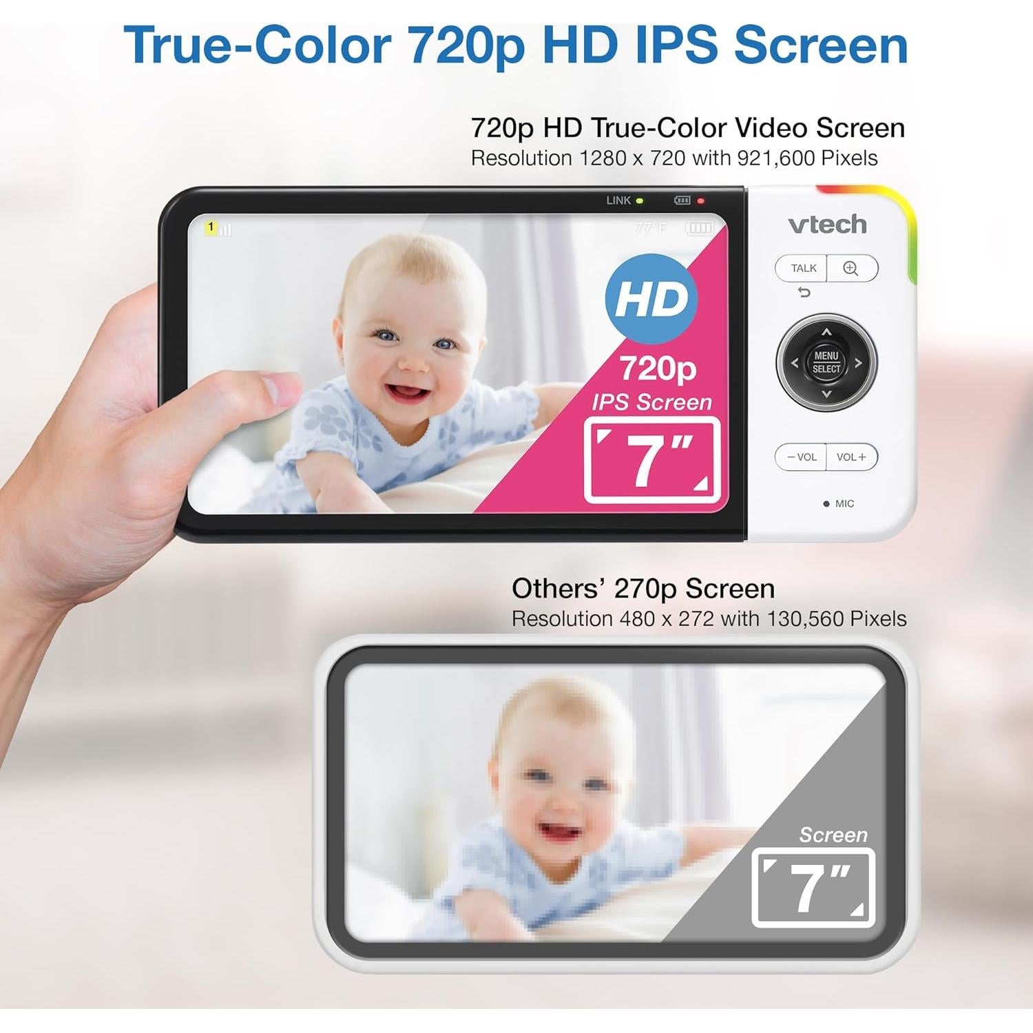 Monitor para Bebés VTech VM919-2HD 7" HD 720p 2 Cámaras