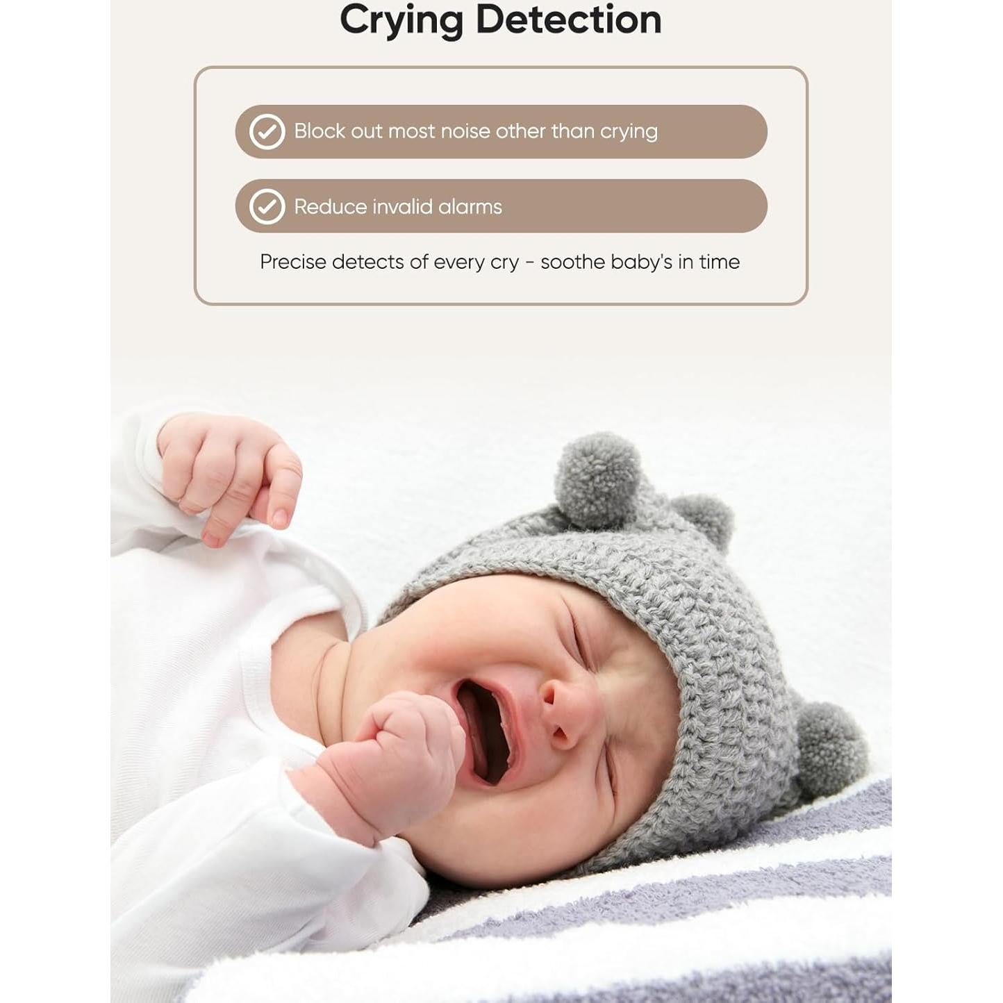 bonoch 5.5" 1440p Baby Monitor with Camera and Audio, No WiFi Baby Camera, 240h Lasting, Smart Detect Sleep Turn Over/Cry/Motion, 7800mAh, Hack Proof Video Monitor, Built-in Sound Machine White Noise