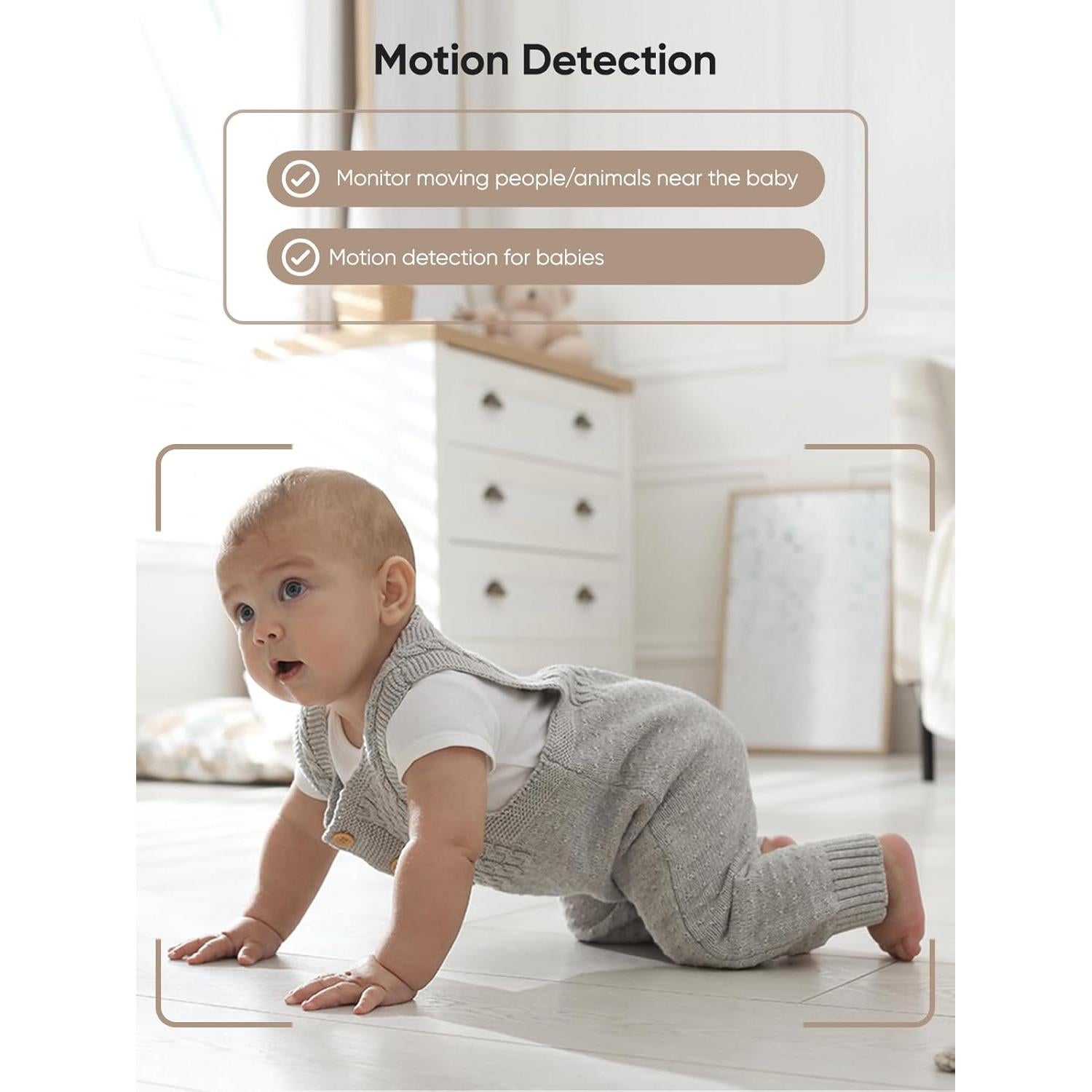 bonoch 5.5" 1440p Baby Monitor with Camera and Audio, No WiFi Baby Camera, 240h Lasting, Smart Detect Sleep Turn Over/Cry/Motion, 7800mAh, Hack Proof Video Monitor, Built-in Sound Machine White Noise