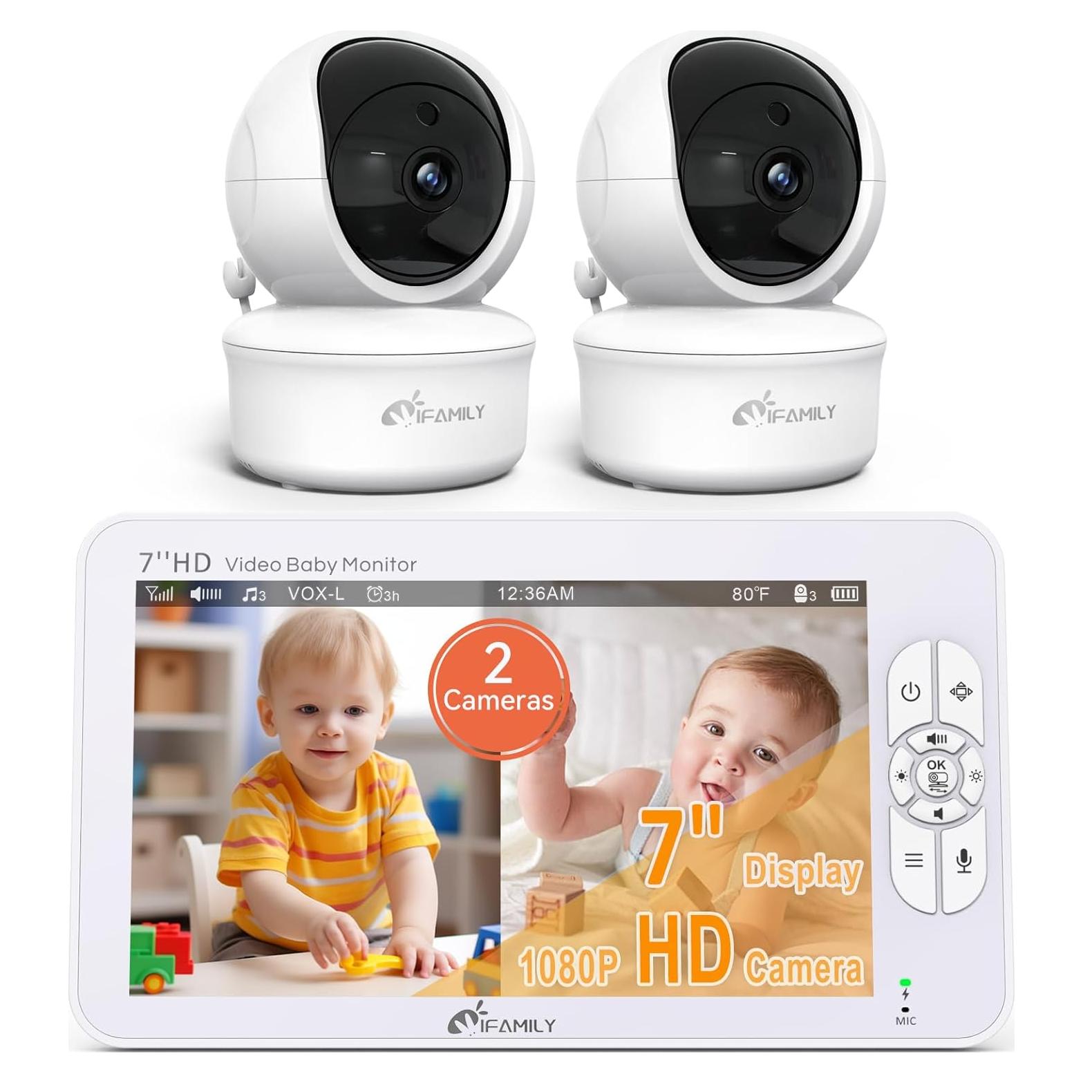 Monitor para Bebés iFamily SM70A 7" HD con 2 Cámaras 1080P