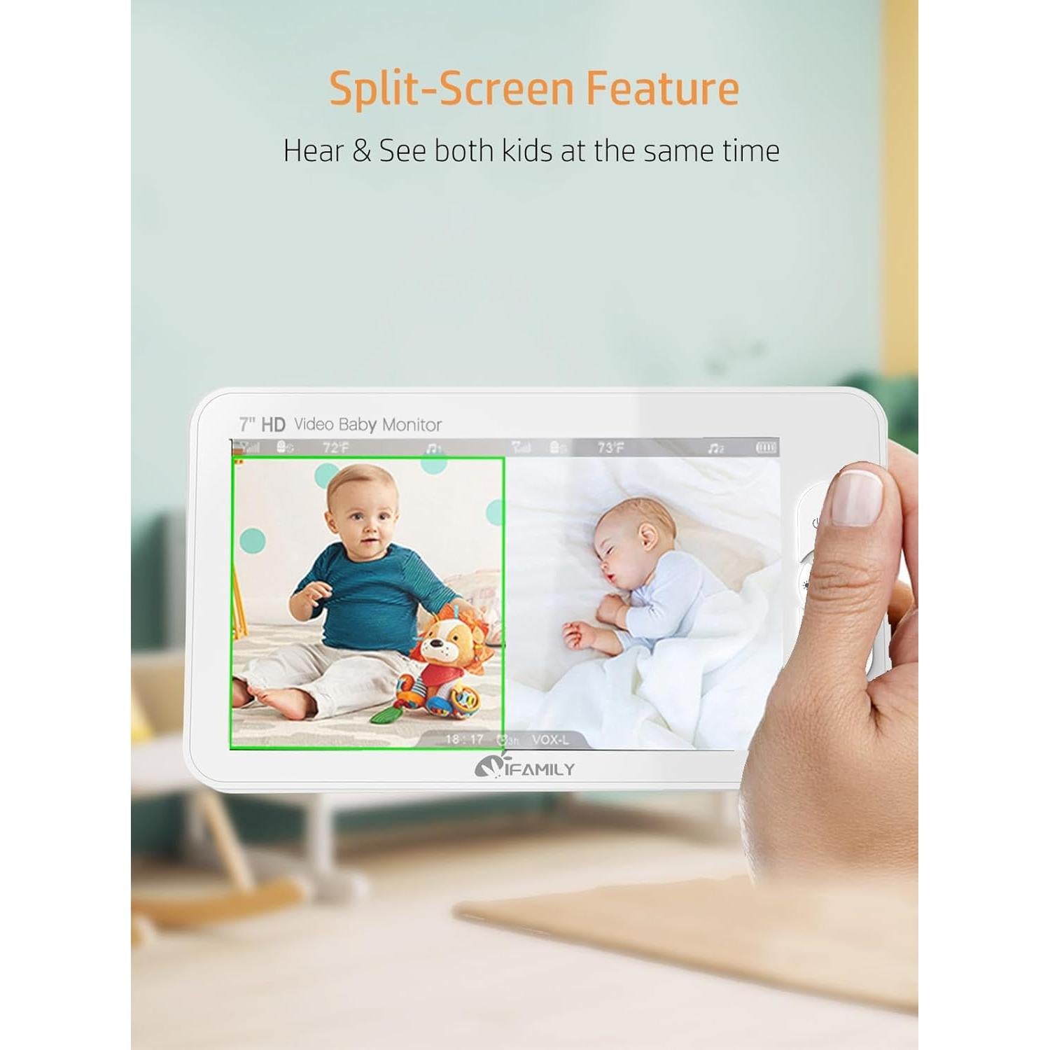 Monitor para Bebés iFamily SM70A 7" HD con 2 Cámaras 1080P