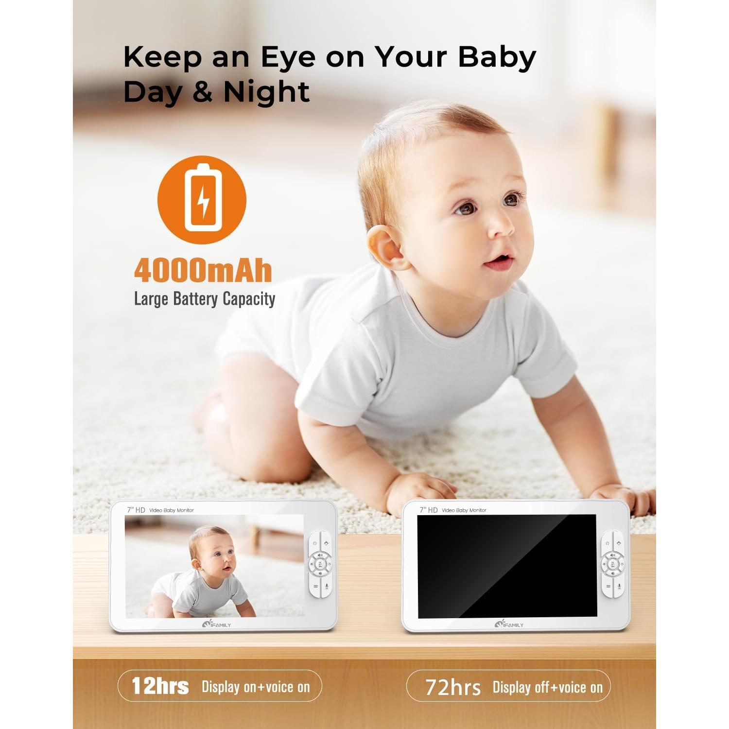 Monitor para Bebés iFamily SM70A 7" HD con 2 Cámaras 1080P