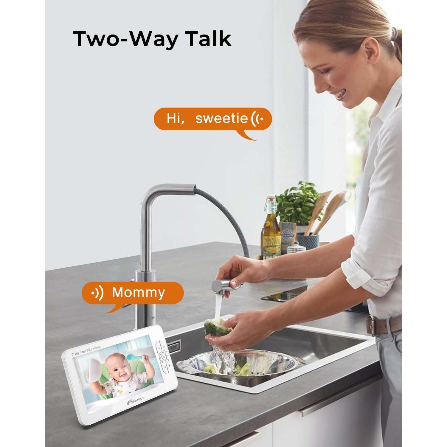 Monitor para Bebés iFamily SM70A 7" HD con 2 Cámaras 1080P