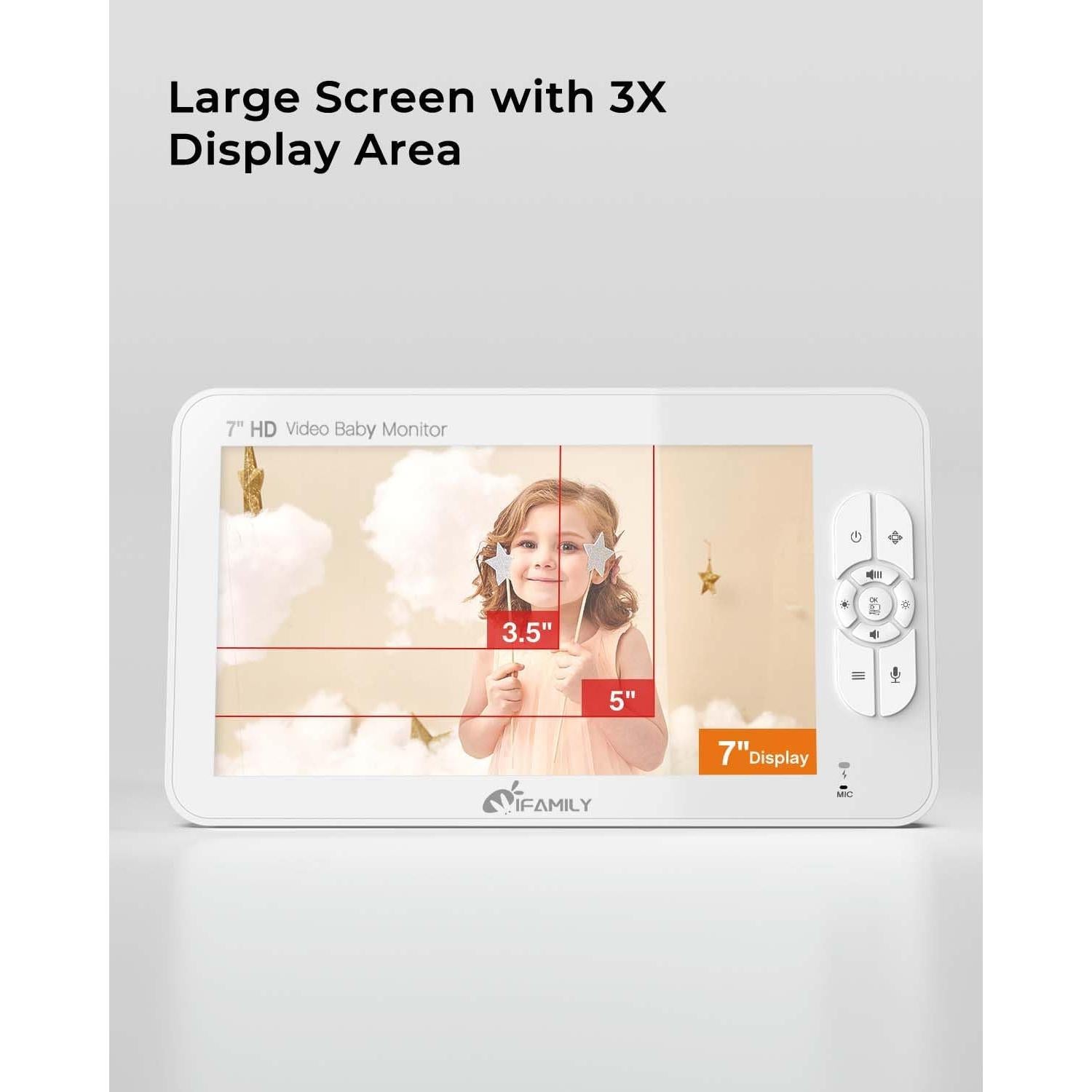 Monitor para Bebés iFamily SM70A 7" HD con 2 Cámaras 1080P