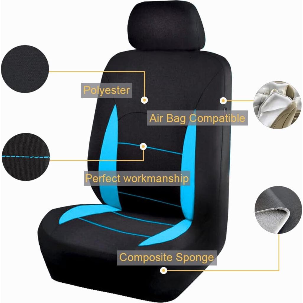 Cubiertas de Asiento de Coche Flying Banner Universal Negro/Azul