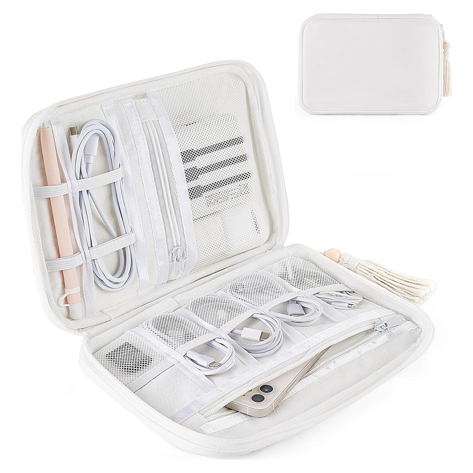 Organizador de Accesorios Electrónicos Mkono Mediano Algodón Blanco