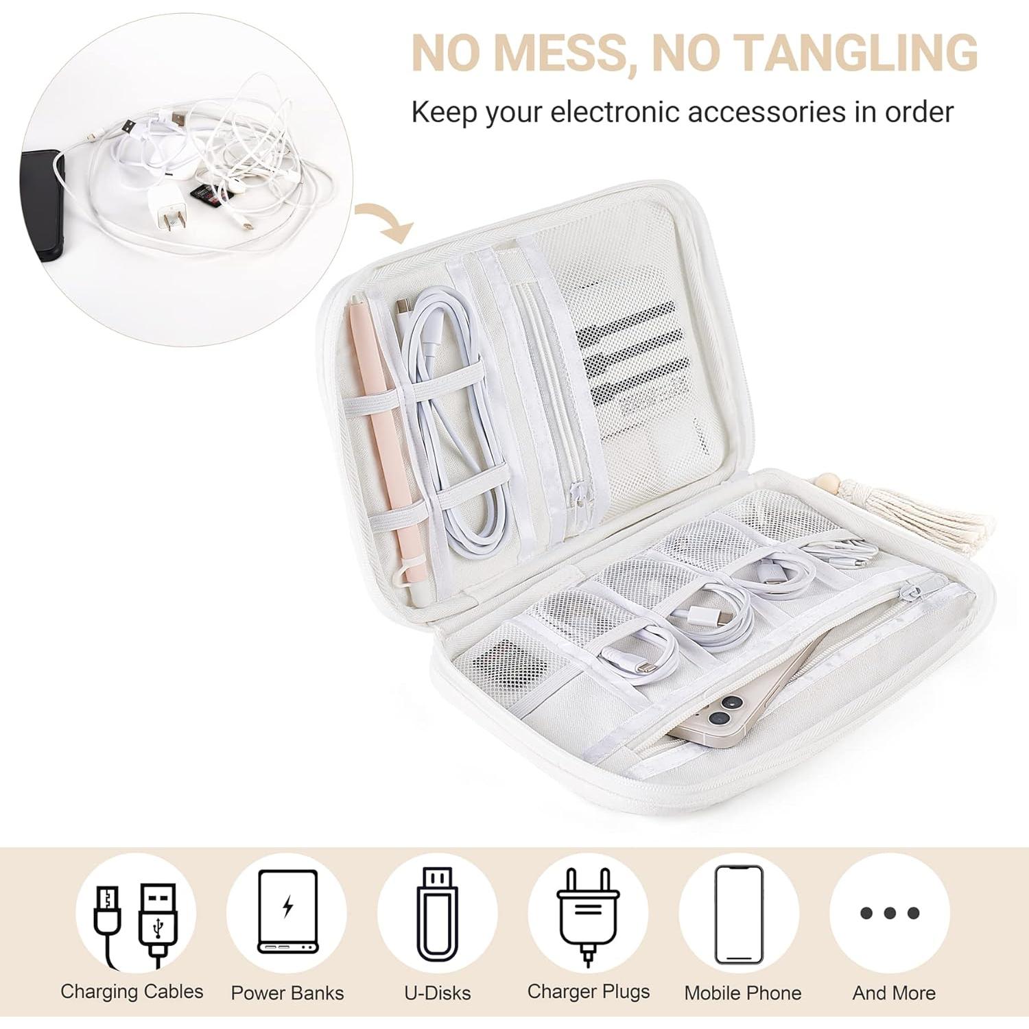 Organizador de Accesorios Electrónicos Mkono Mediano Algodón Blanco