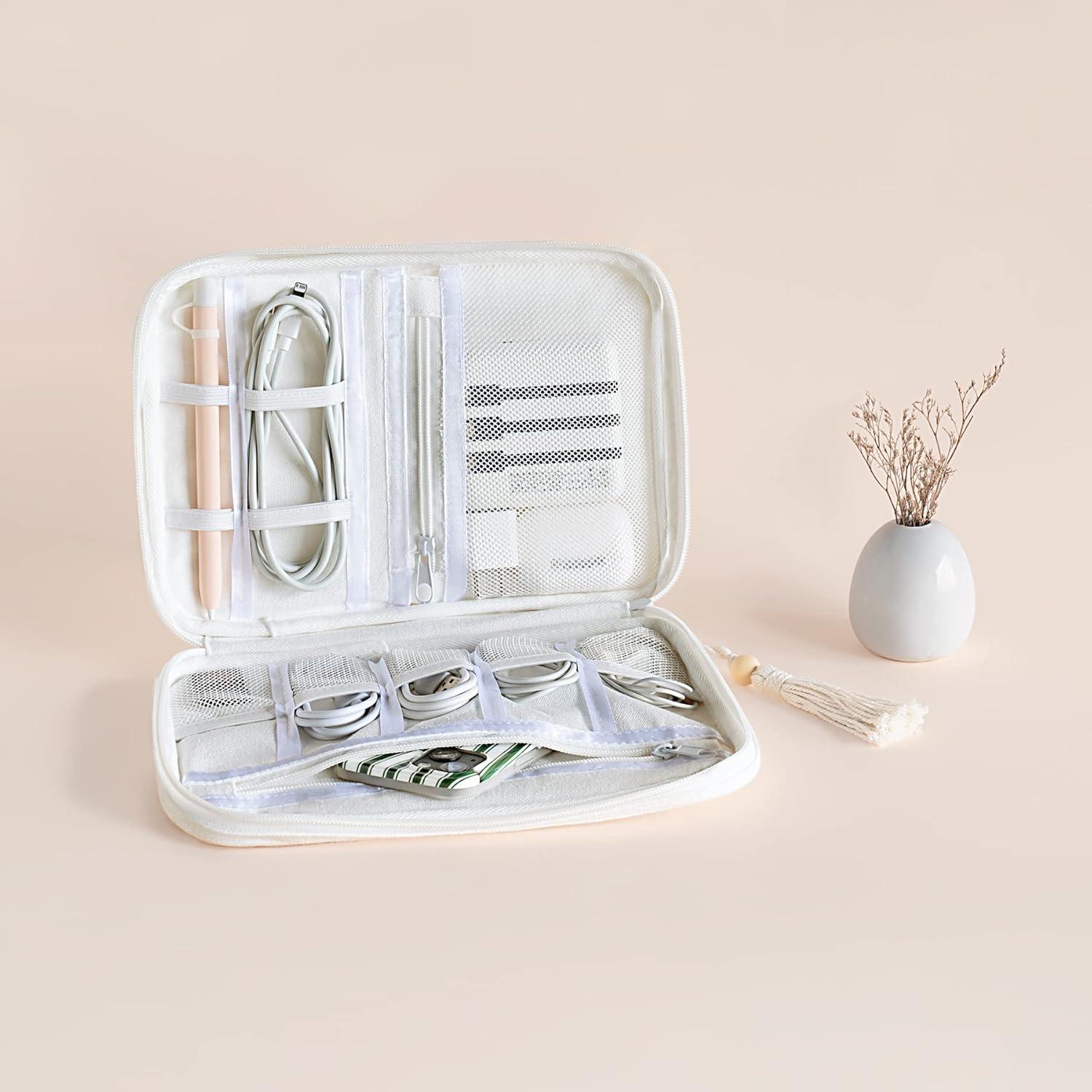 Organizador de Accesorios Electrónicos Mkono Mediano Algodón Blanco