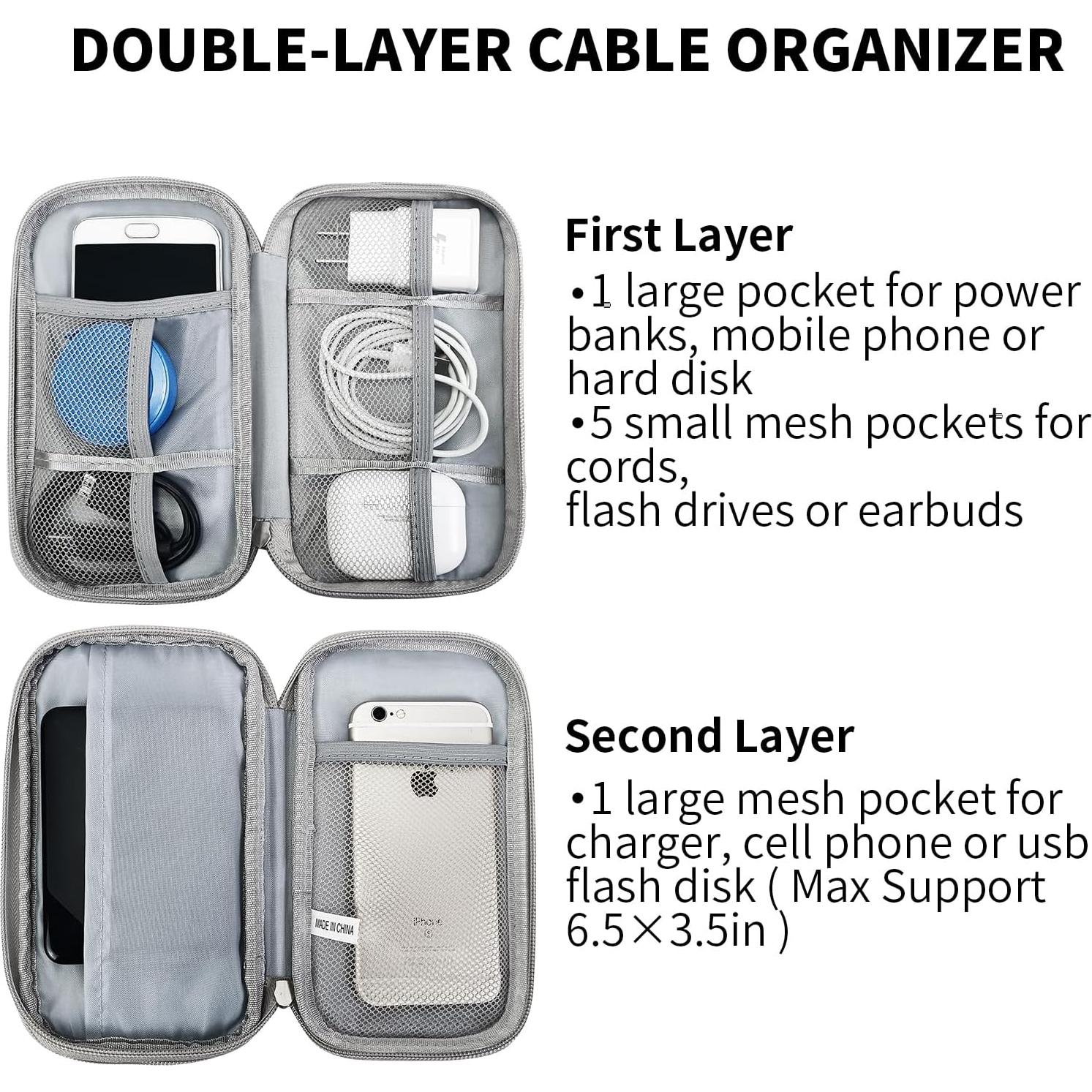 Bolsa Organizadora de Cables SUNRISING Gris Doble Capa Impermeable