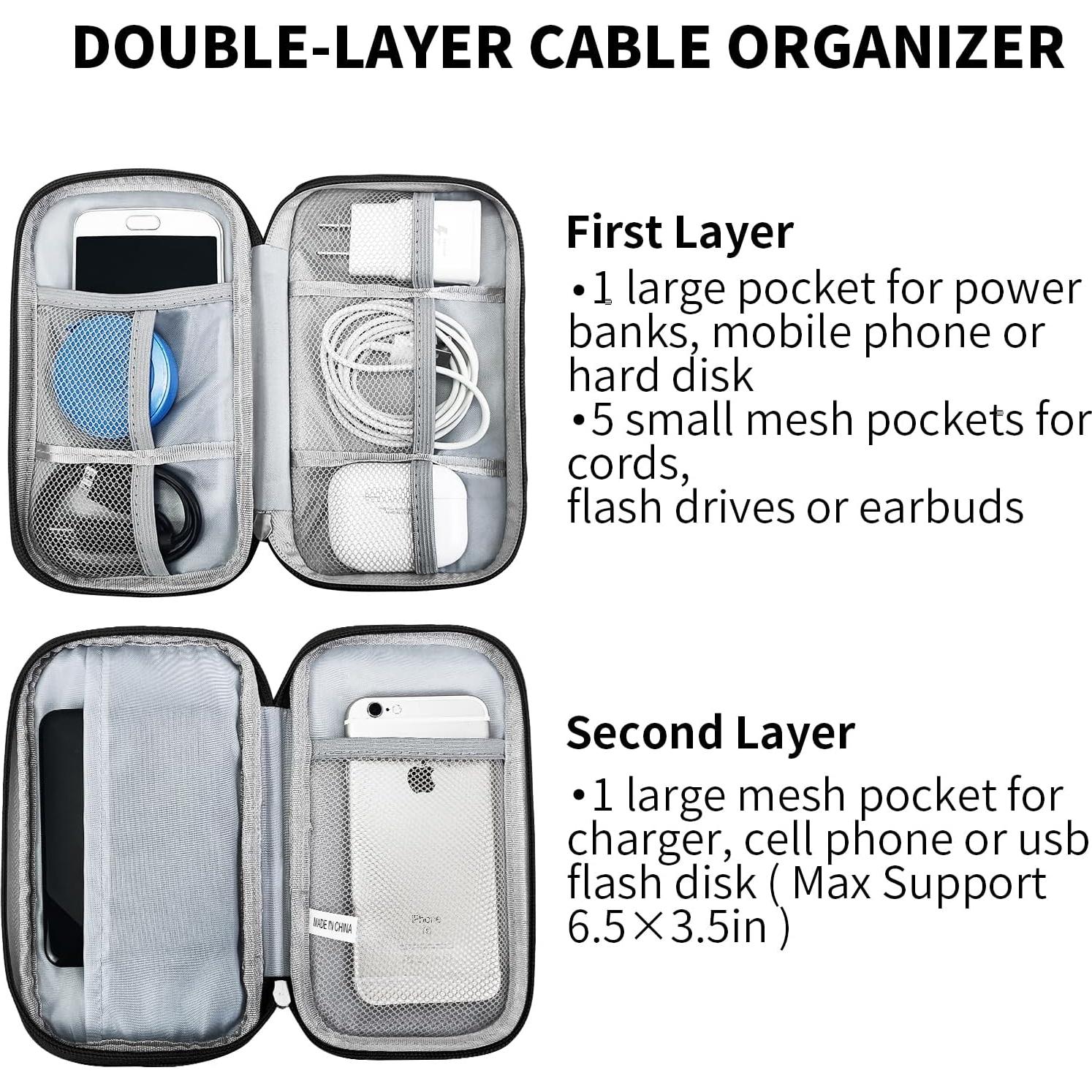 Organizador de Cables de Viaje SMONT Negro 19.1x10.9 cm