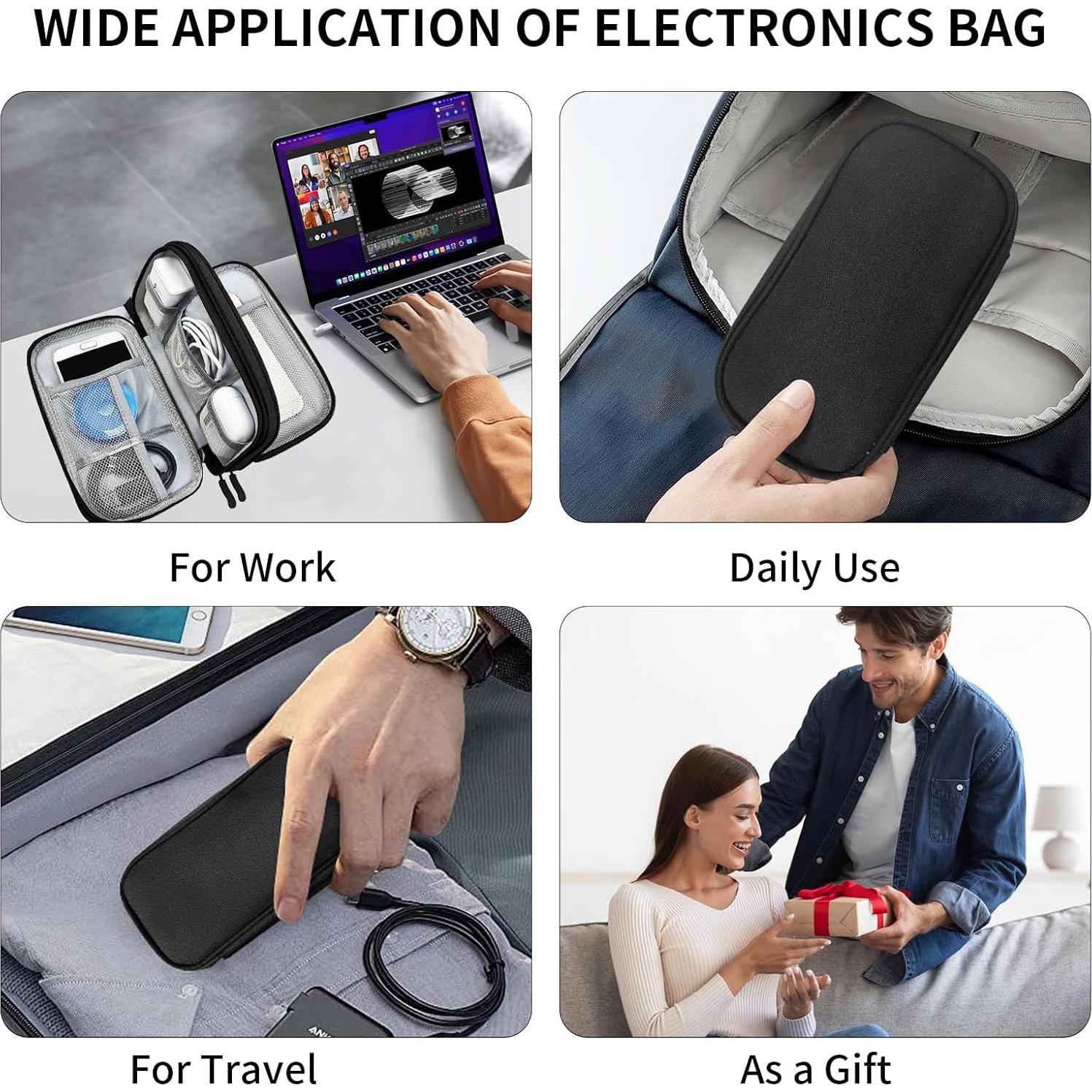 Organizador de Cables de Viaje SMONT Negro 19.1x10.9 cm