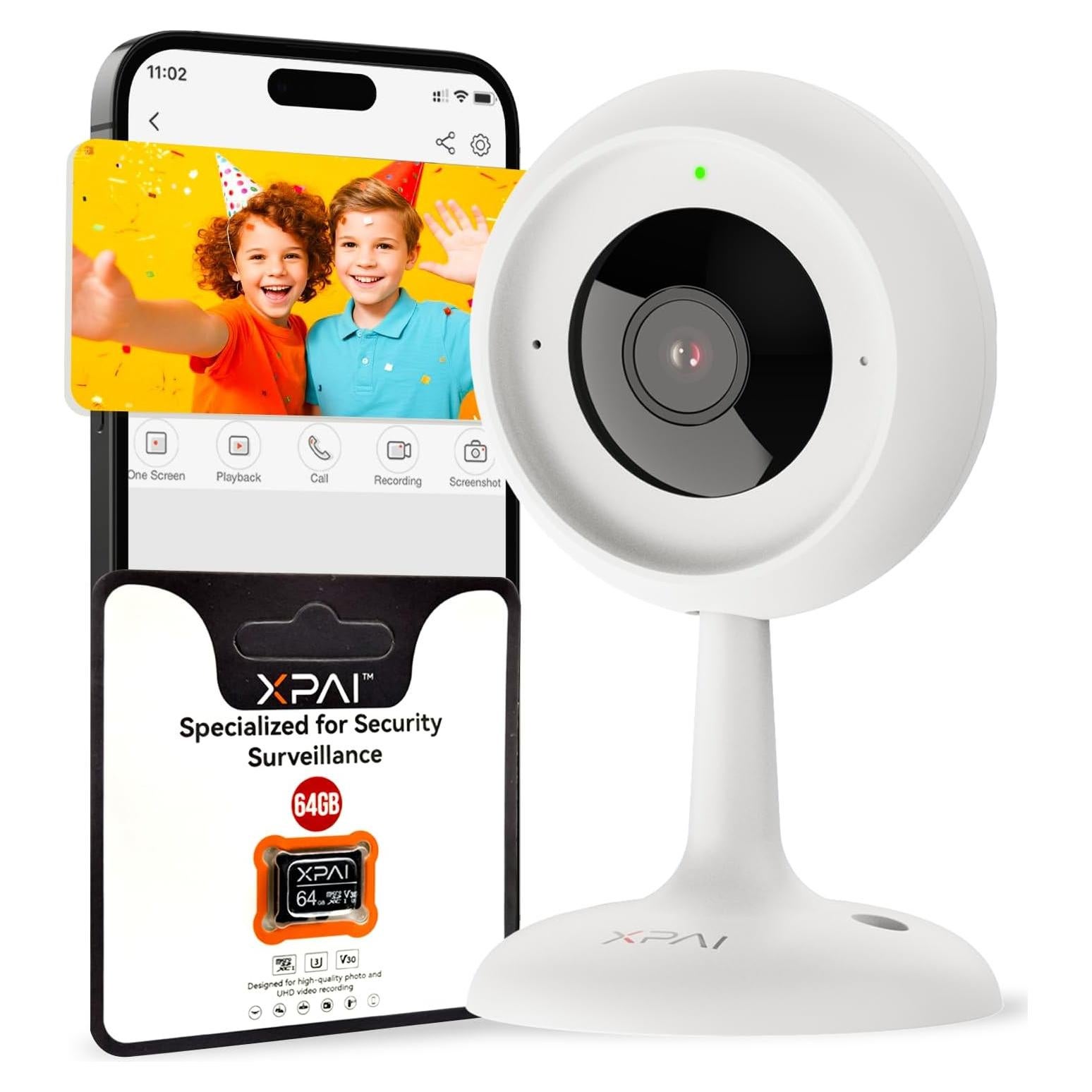 Cámara Interior de Seguridad Xpai H30C 3MP con SD 64GB