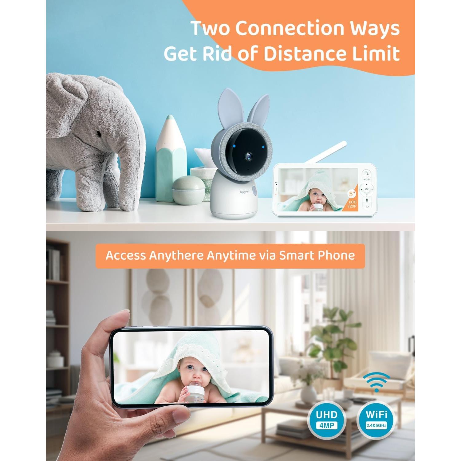 Monitor de Bebé Arenti WiFi 4MP con Visión Nocturna y Audio