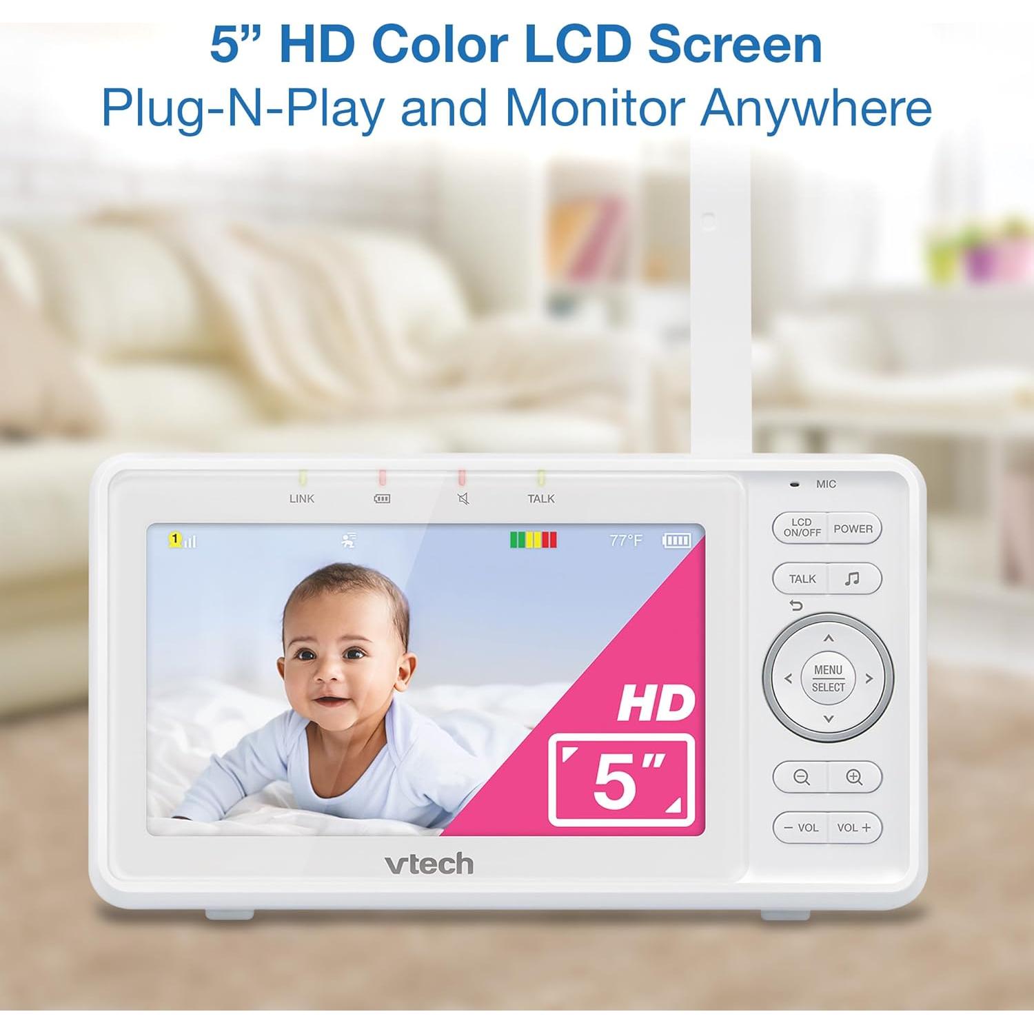 Monitor de Bebé VTech VM5263 Video y Audio 5" HD Blanco