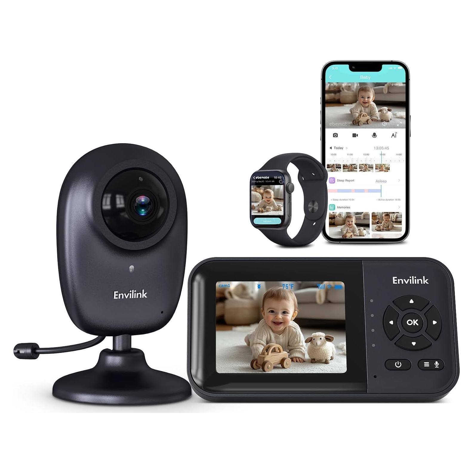 Monitor de Bebés Envilink BMSNVI28, Pantalla 2.8", 1080p