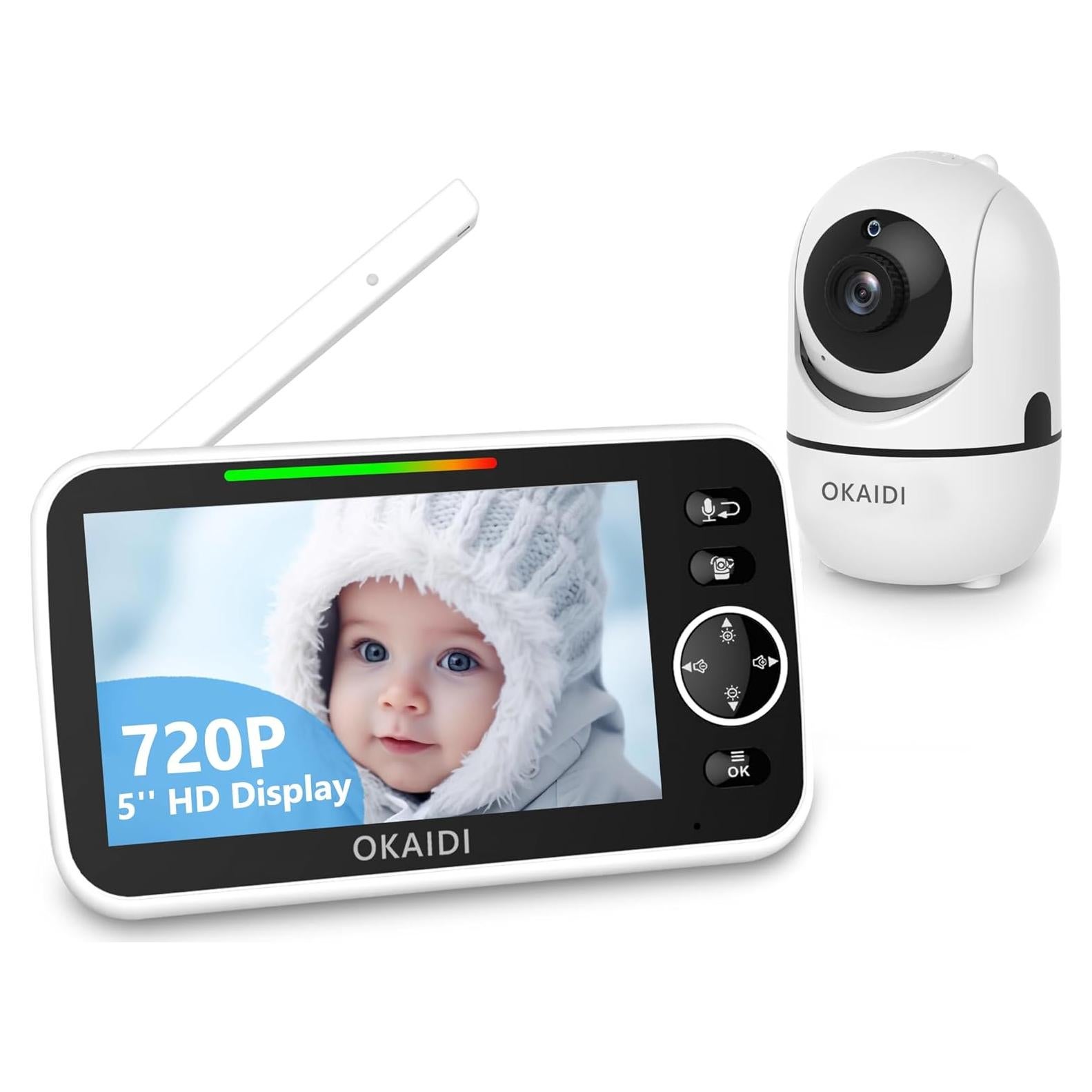 Monitor de Bebé OKAIDI 5" HD 720P con Cámara y Audio