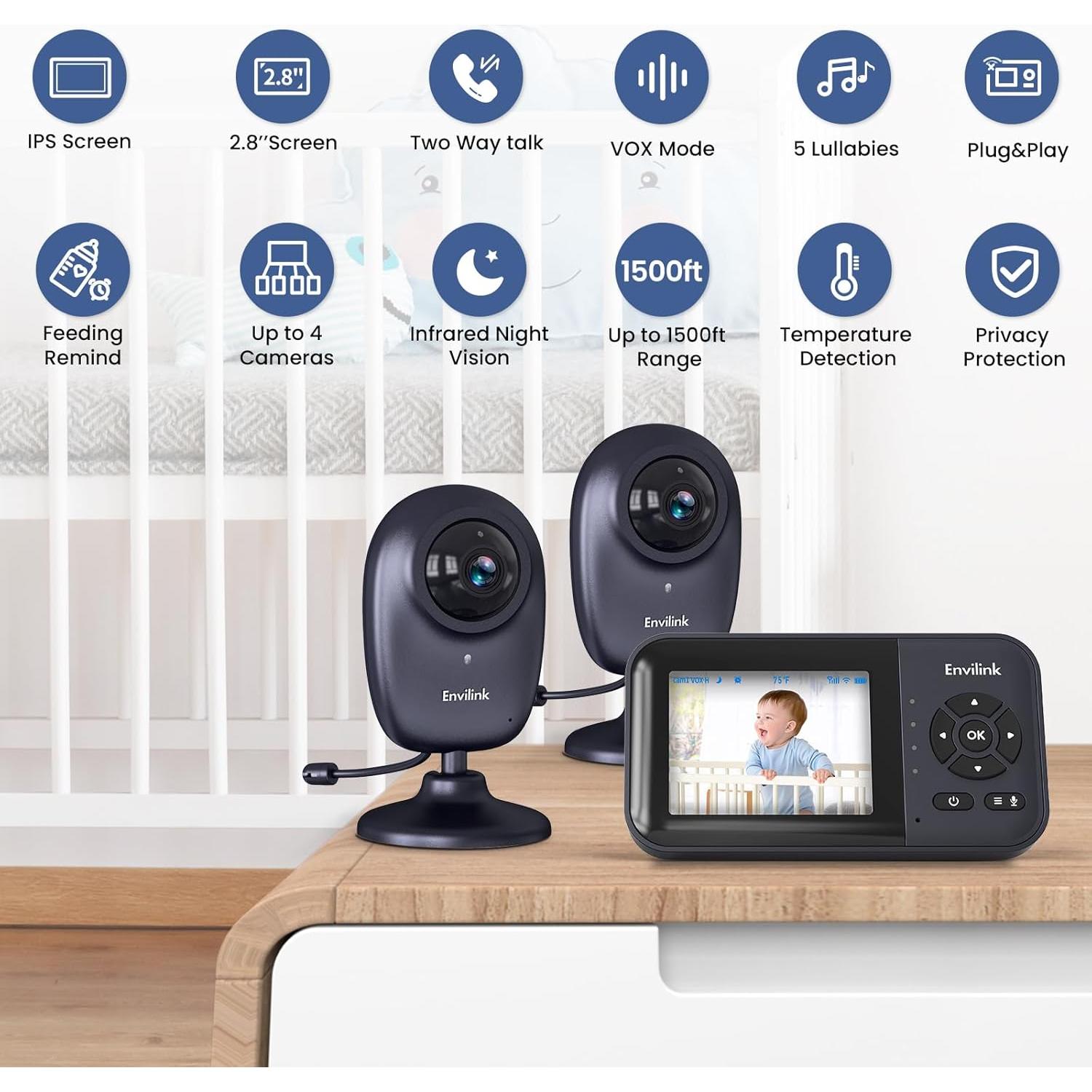 Monitor de Bebé Envilink WiFi 2.8" LCD con Visión Nocturna