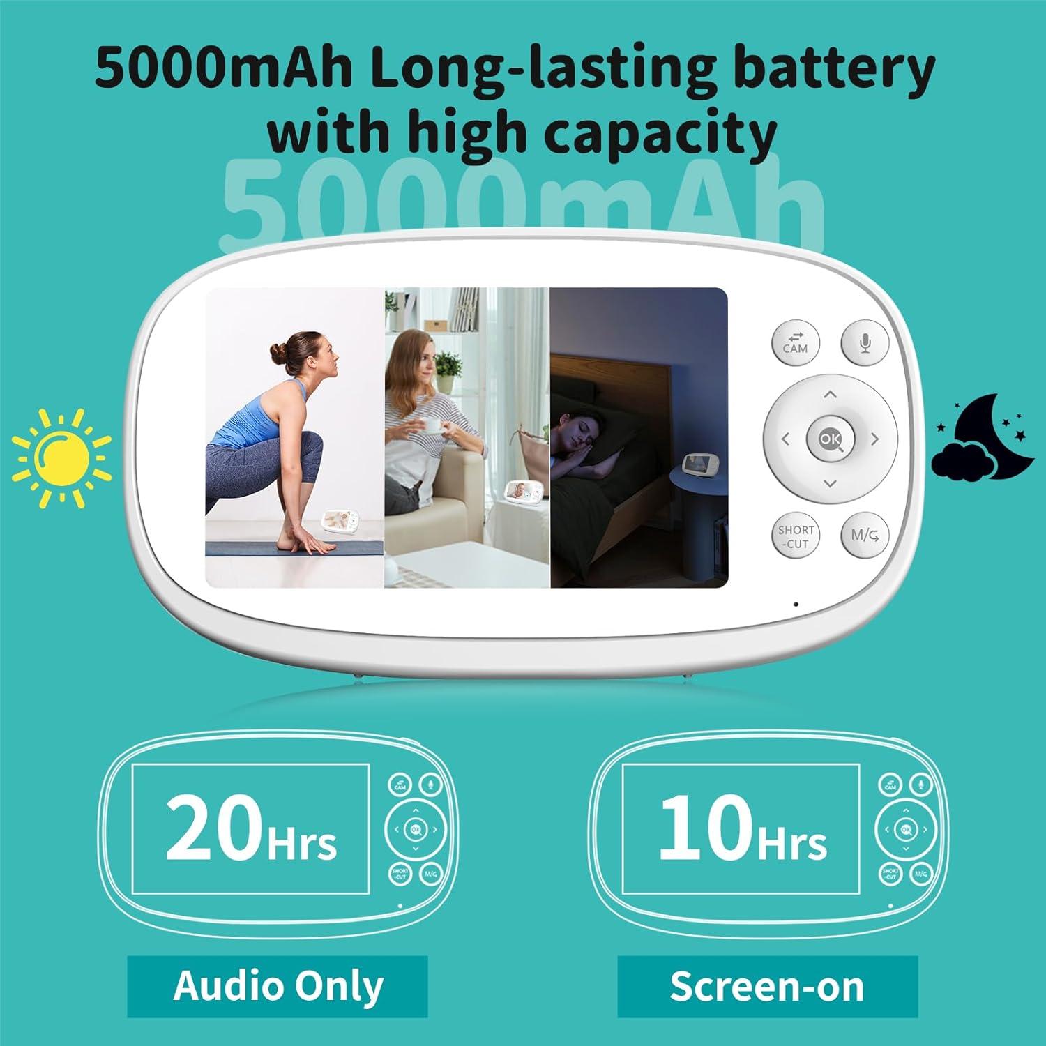 Monitor de Bebé VIZOLINK VB10S 5.5" Pantalla Dividida 720P