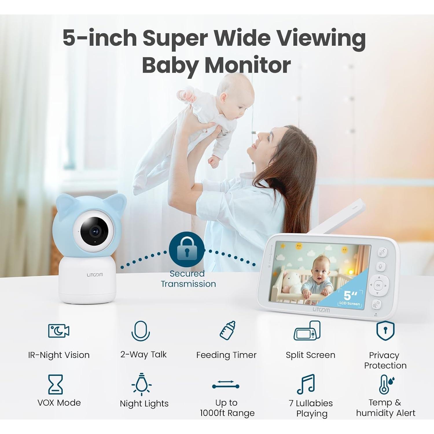 Monitor de Bebé Litokam 4MP con 2 Cámaras y Audio 1080P