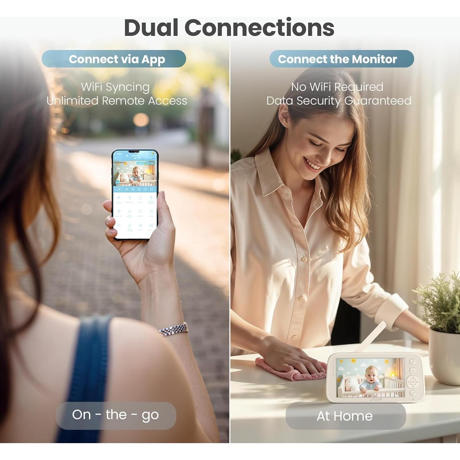 Monitor de Bebé Litokam 4MP con 2 Cámaras y Audio 1080P