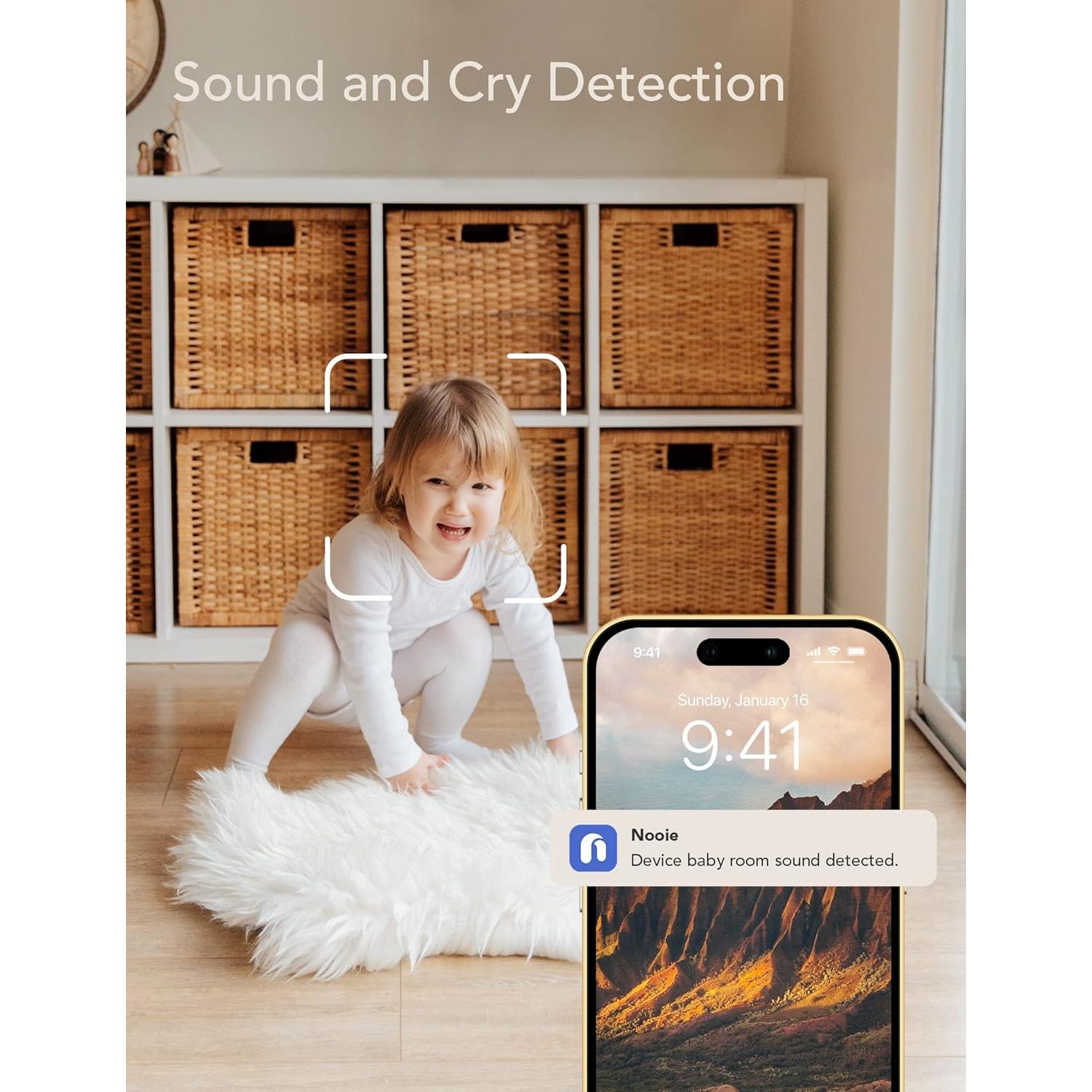 Cámara de Monitoreo para Bebés Nooie 1080P con Audio y Visión Nocturna