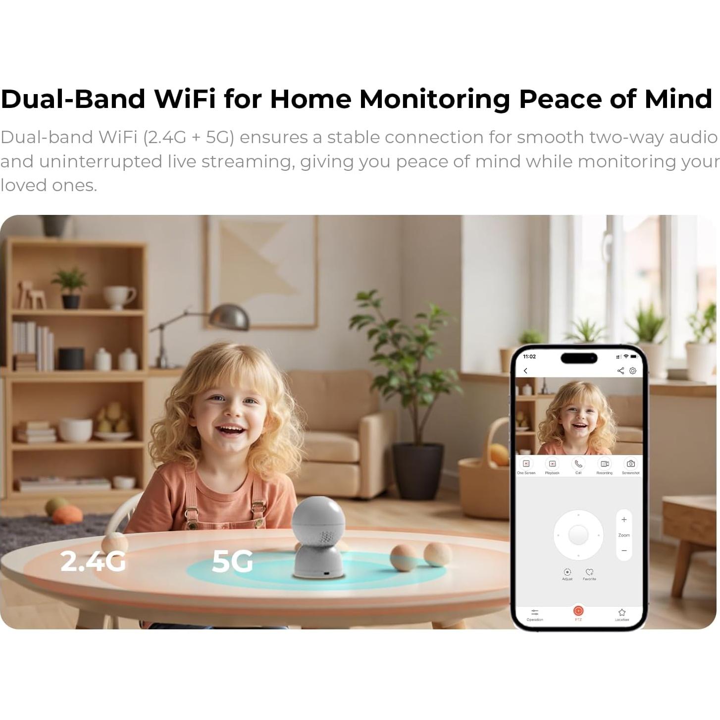 Cámara de Seguridad Interior Inalámbrica 3K xpai con Audio Bidireccional