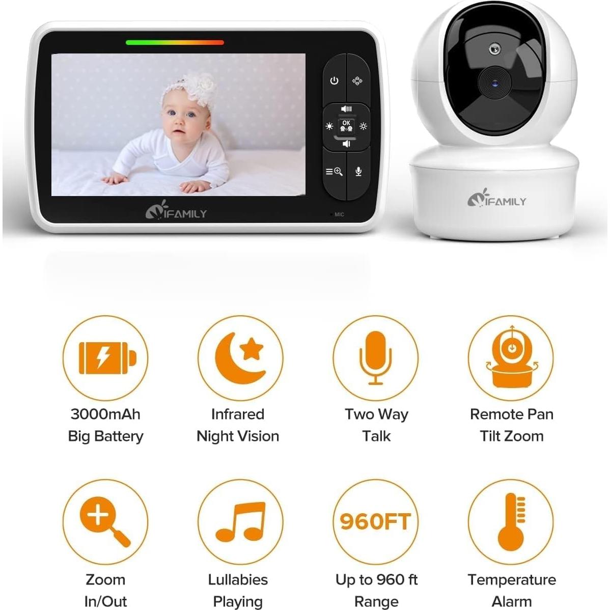 Monitor de Bebé iFamily SM650 - Pantalla 5" - Audio Bidireccional