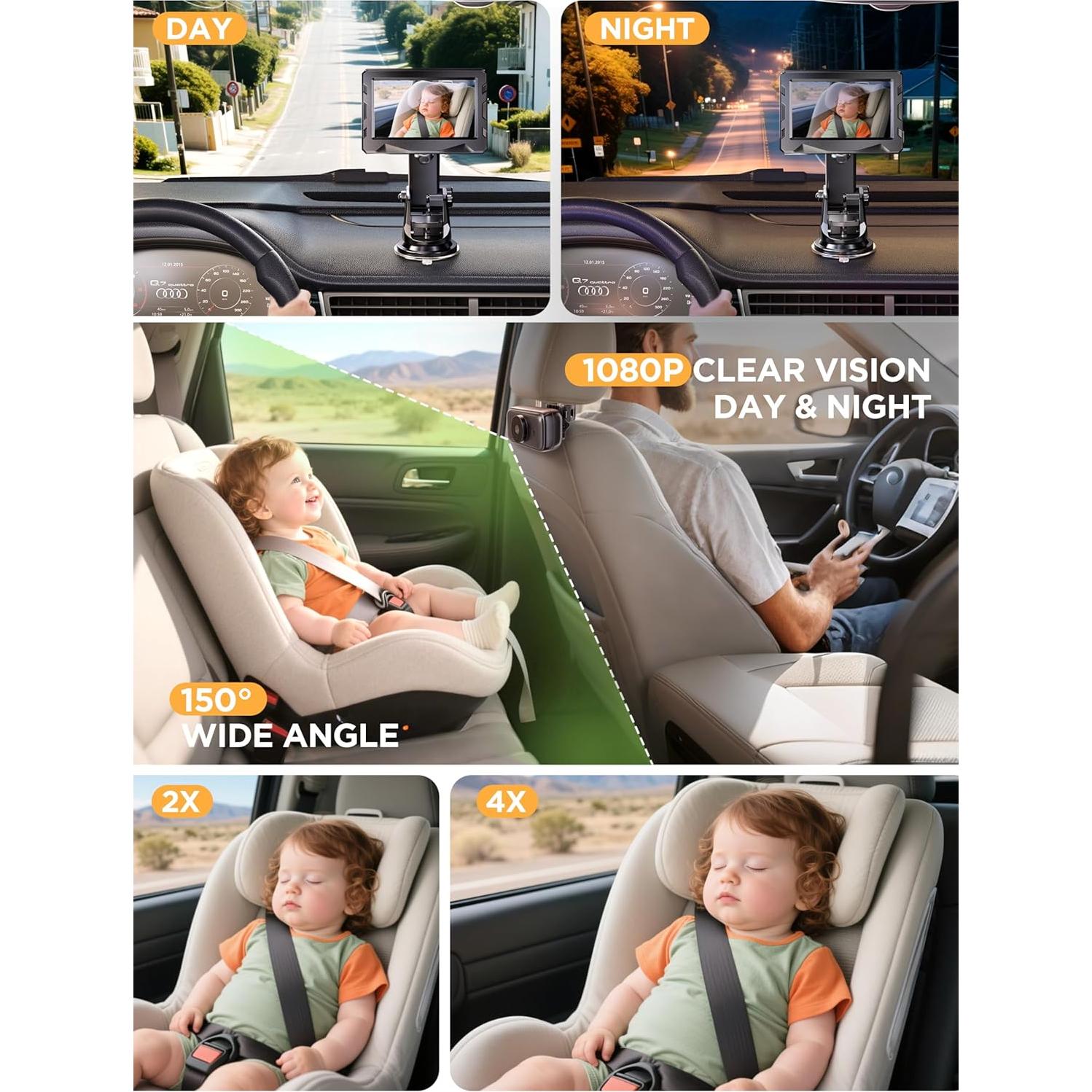 Cámara de coche inalámbrica NUOTUN 4.3'' HD 1080P con visión nocturna